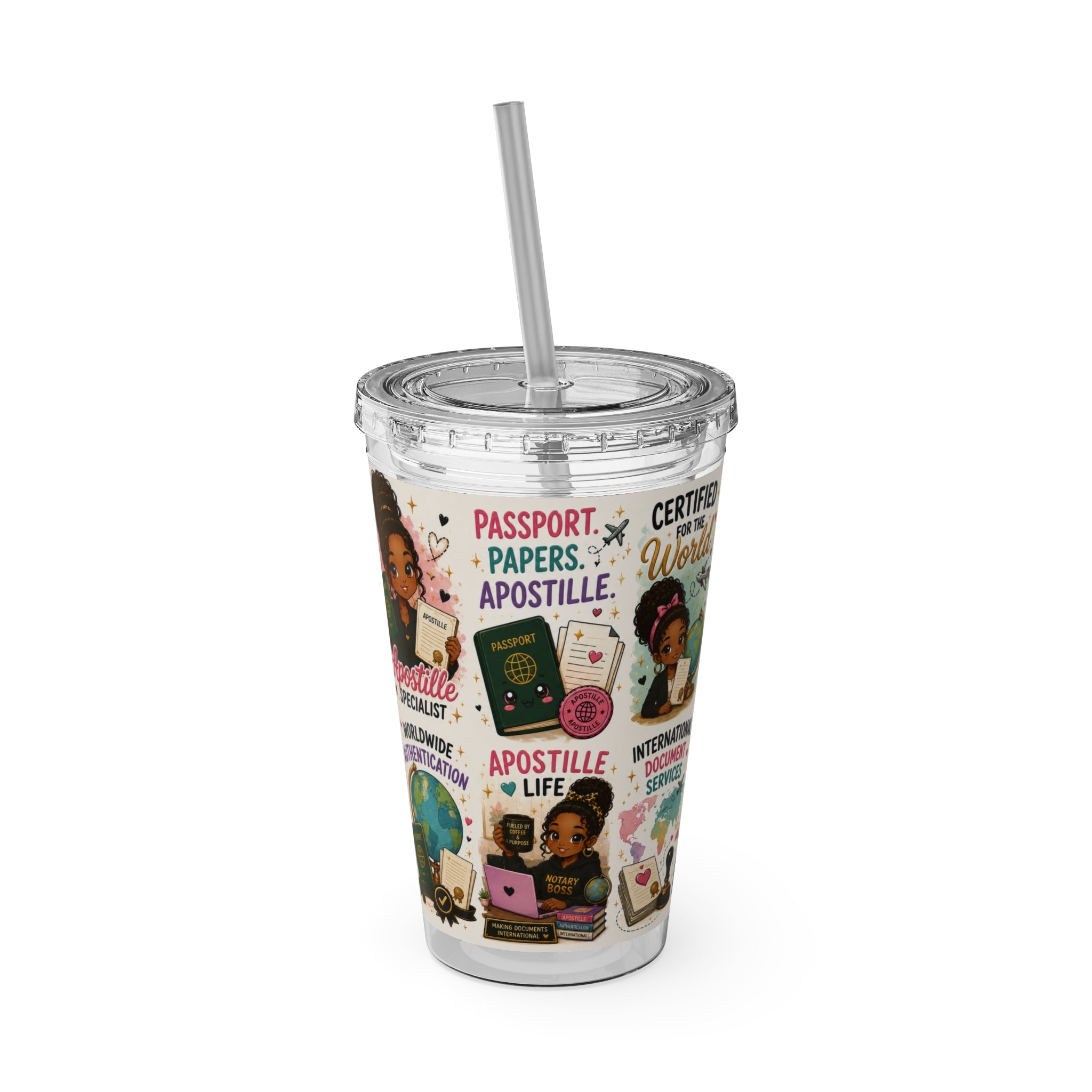 16 oz Acrylic Tumbler – Apostille Specialist Travel Collection | Double-Wall Notary Cup with Straw