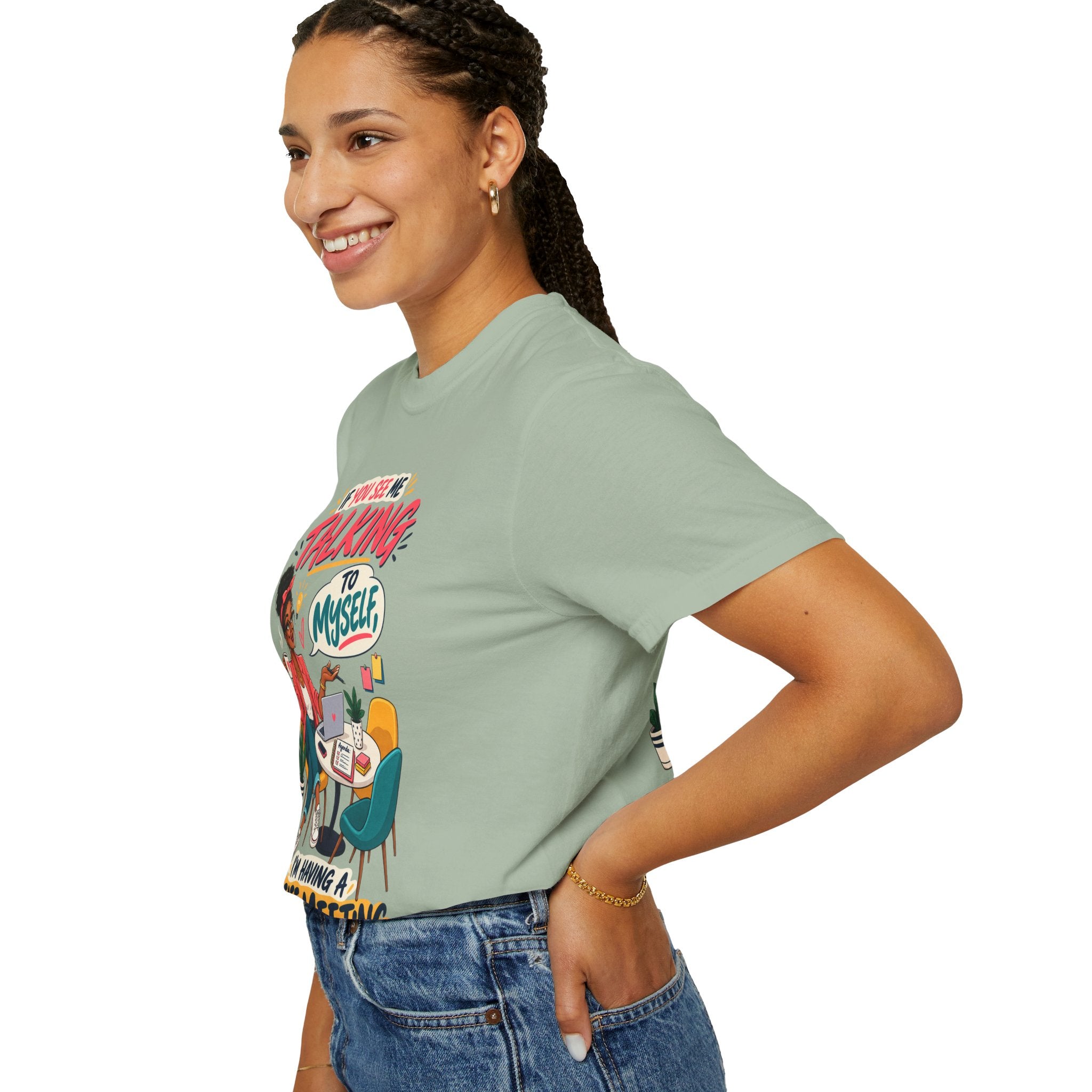 Funny Small Business Owner T-Shirt — “If You See Me Talking to Myself” Staff Meeting Graphic Tee