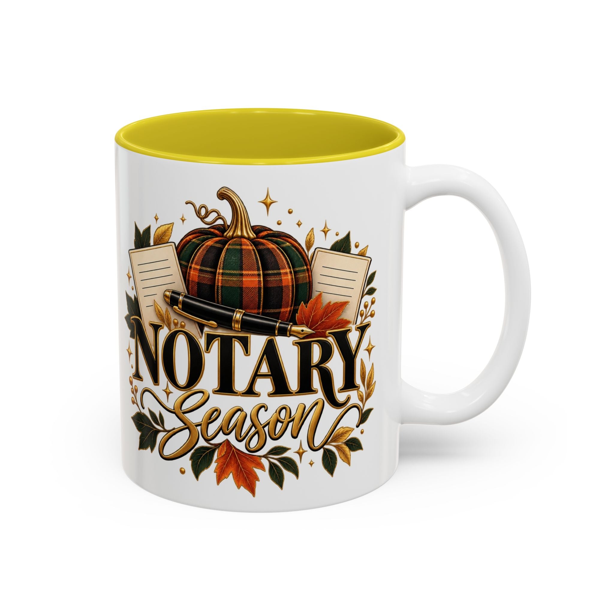 Notary Season Fall Accent Mug — Autumn Notary Public Coffee Cup