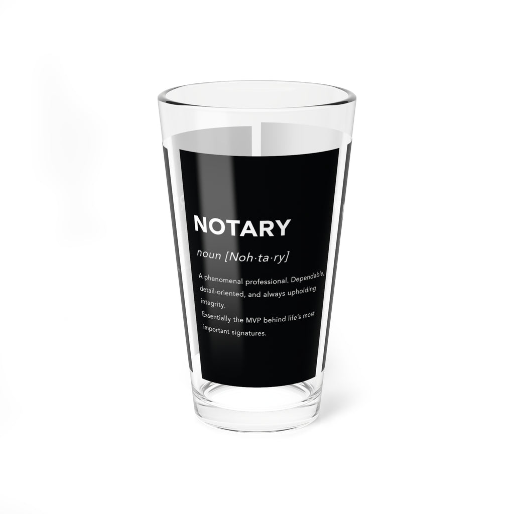Notary Definition Mixing Glass | 16oz Professional Notary Pint Glass | Notary Public Barware | Loan Signing Agent Gift