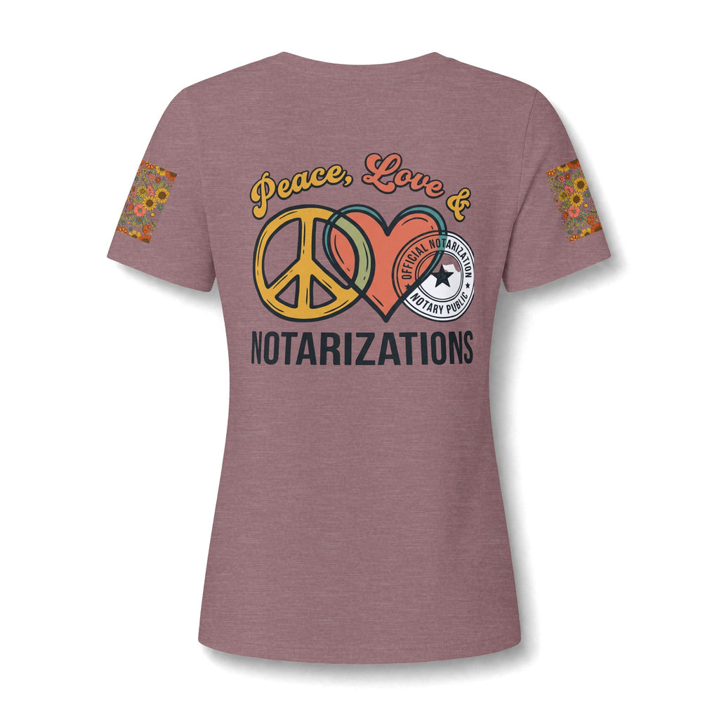 Peace, Love & Notarizations Women's Relaxed V-Neck Tee ☮️❤️🖋️