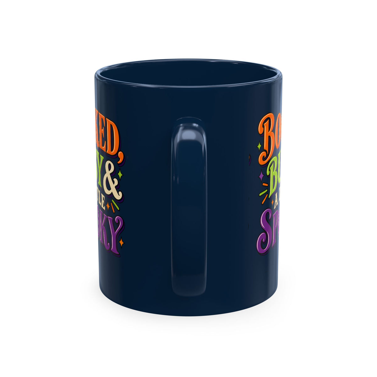 Booked, Busy & a Little Spooky Mug — Halloween Book Lover Coffee Cup