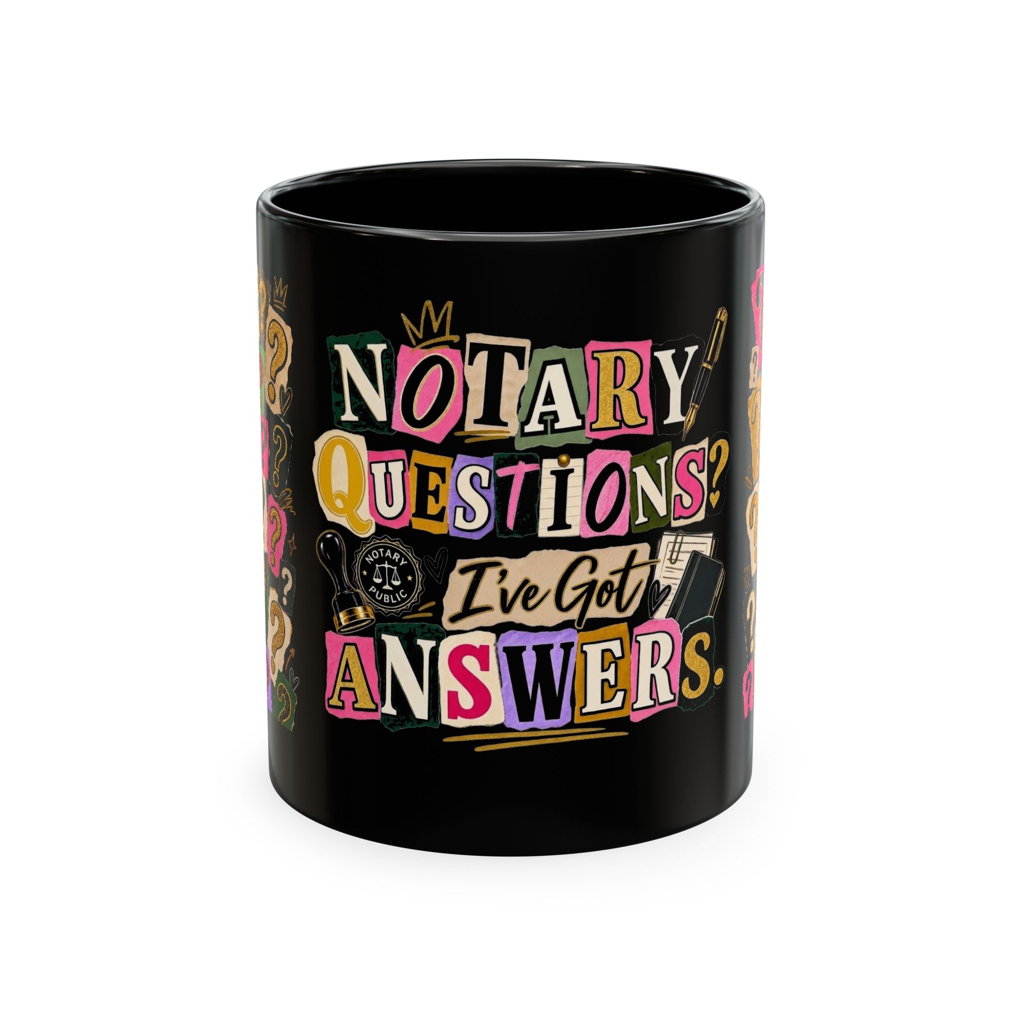 Notary Questions? I’ve Got Answers Ceramic Mug — Colorful Notary Public Coffee Cup