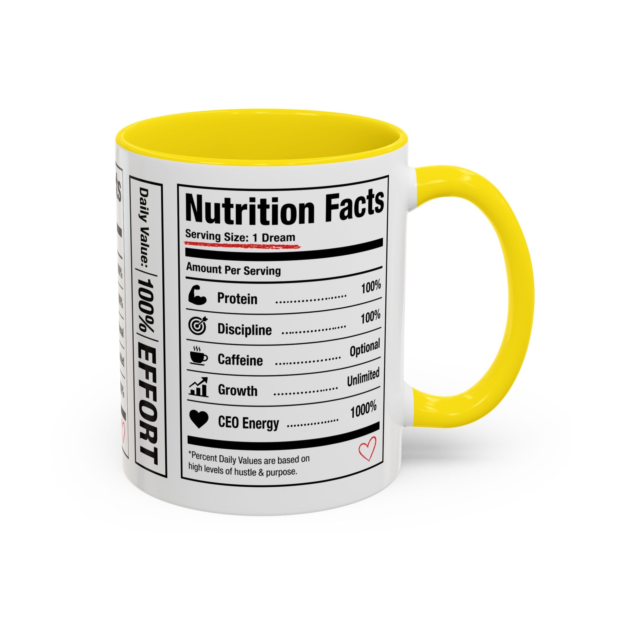 Entrepreneur Nutrition Facts Accent Coffee Mug | CEO Motivation Coffee Cup (11oz, 15oz)