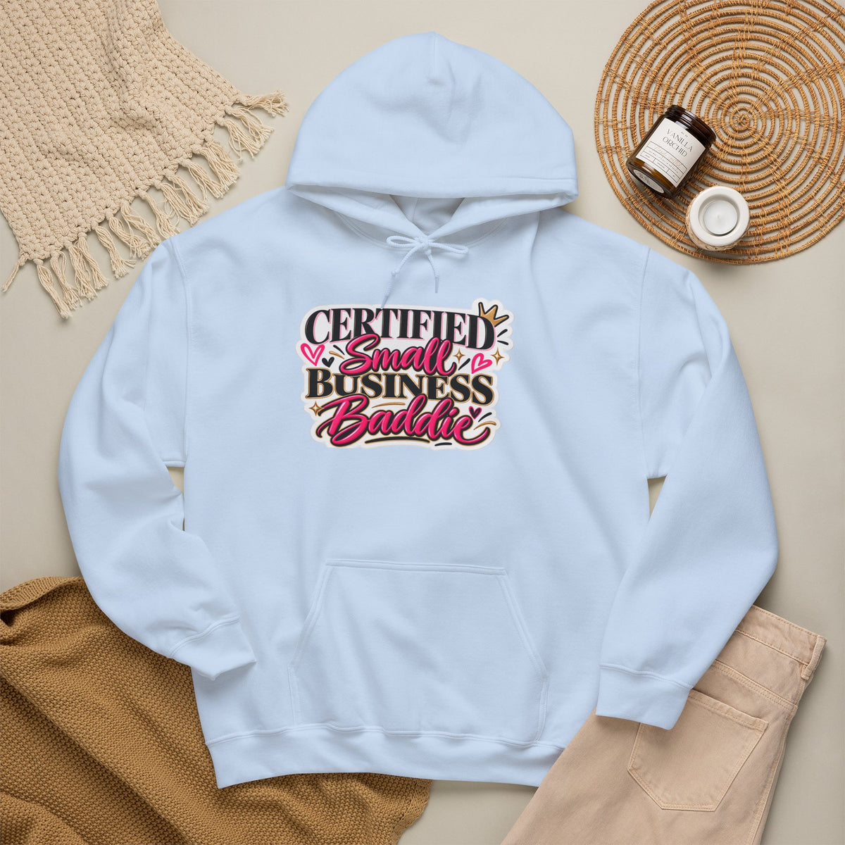 Certified Small Business Baddie Hoodie — Bold Women Entrepreneur Graphic Sweatshirt