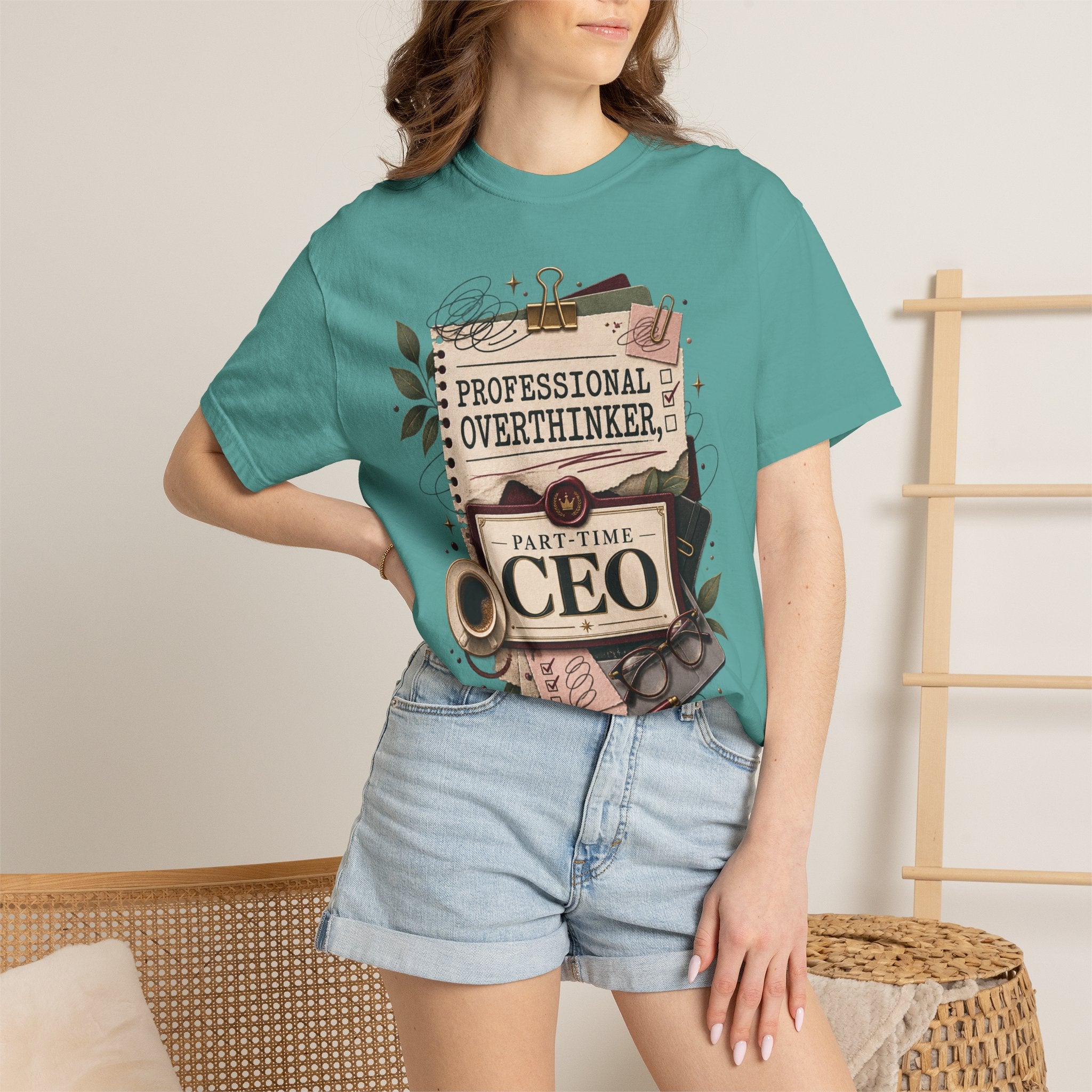 Professional Overthinker Part-Time CEO T-Shirt | Funny Small Business Owner Graphic Tee | Entrepreneur Gift | Garment-Dyed Shirt