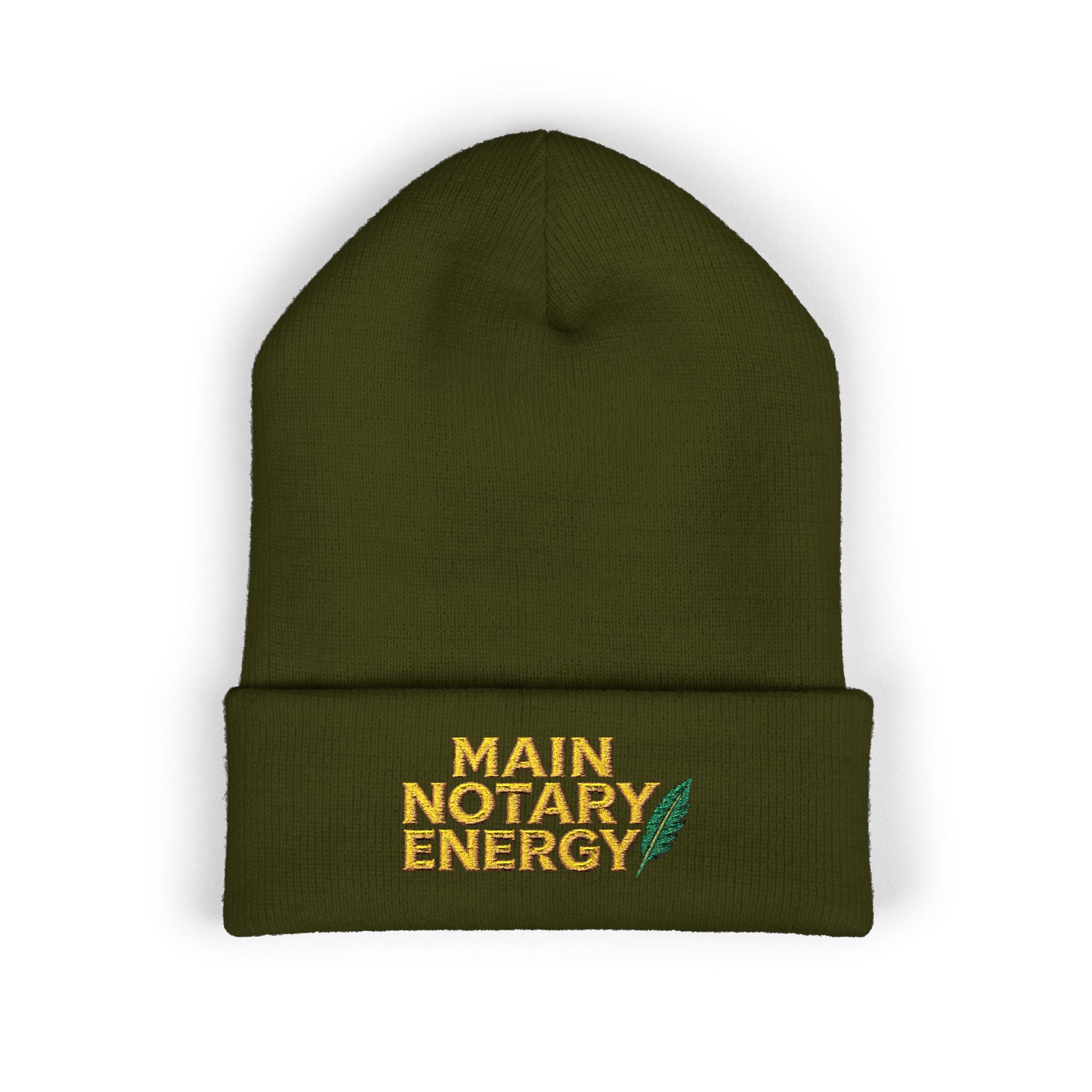 Main Notary Energy Embroidered Cuffed Beanie | Notary Public Gift