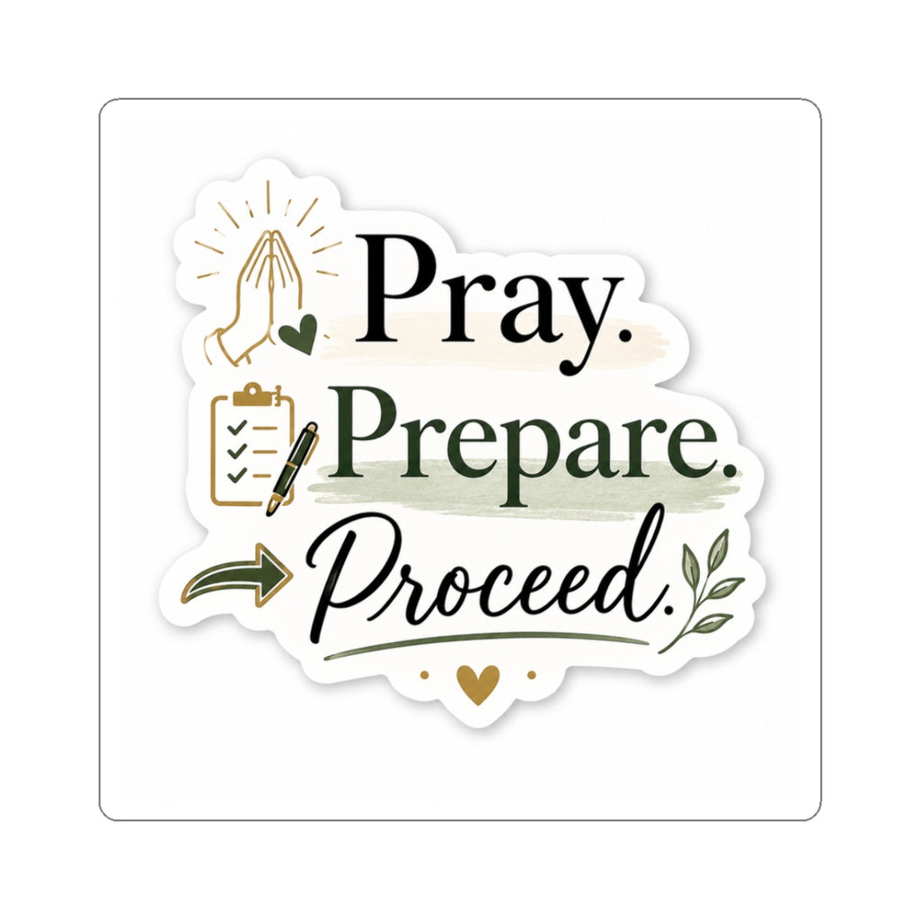 Pray. Prepare. Proceed. Vinyl Sticker  | Decal | Cute Business Owner Laptop Sticker