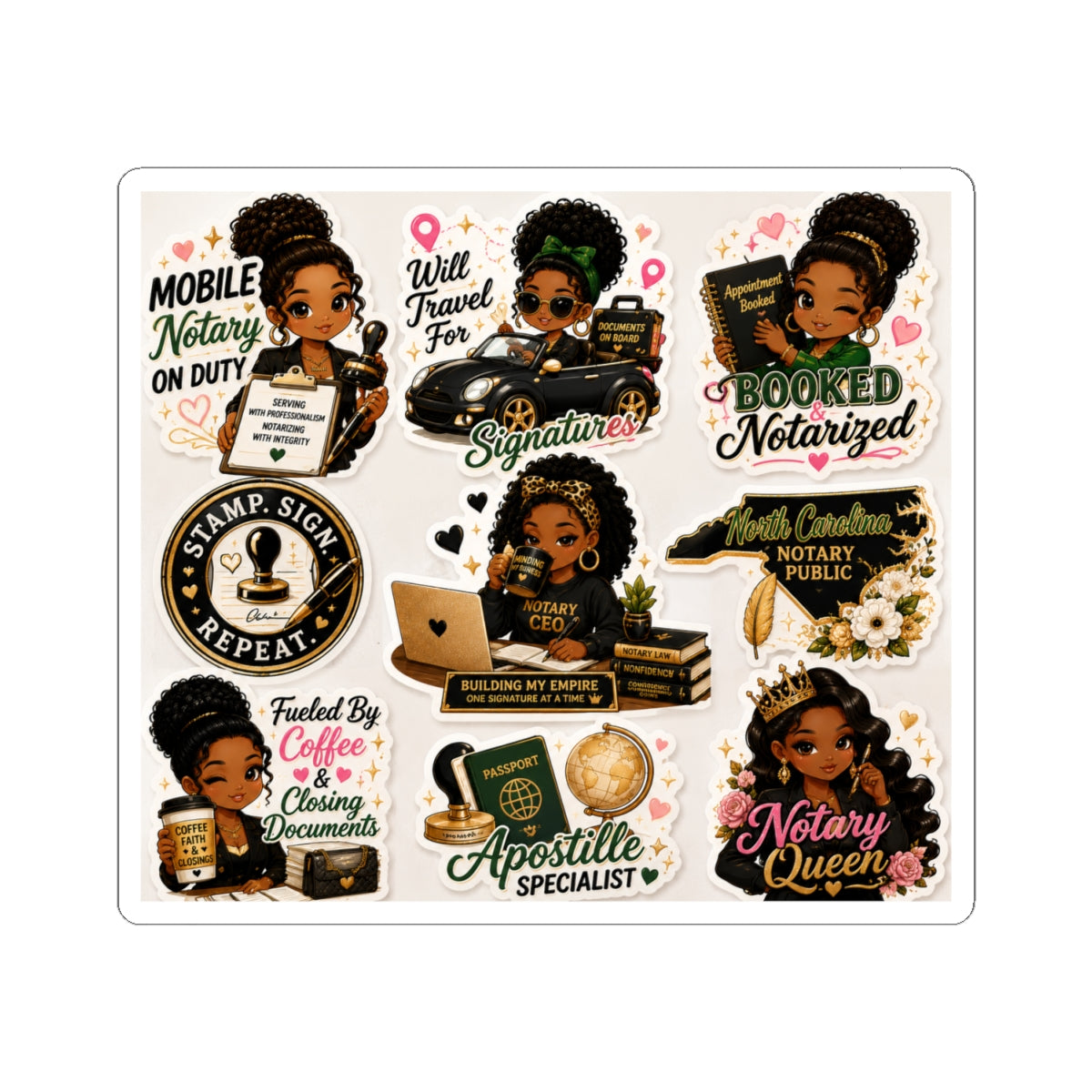 👑 Notary Boss Collection | Premium Kawaii Vinyl Stickers