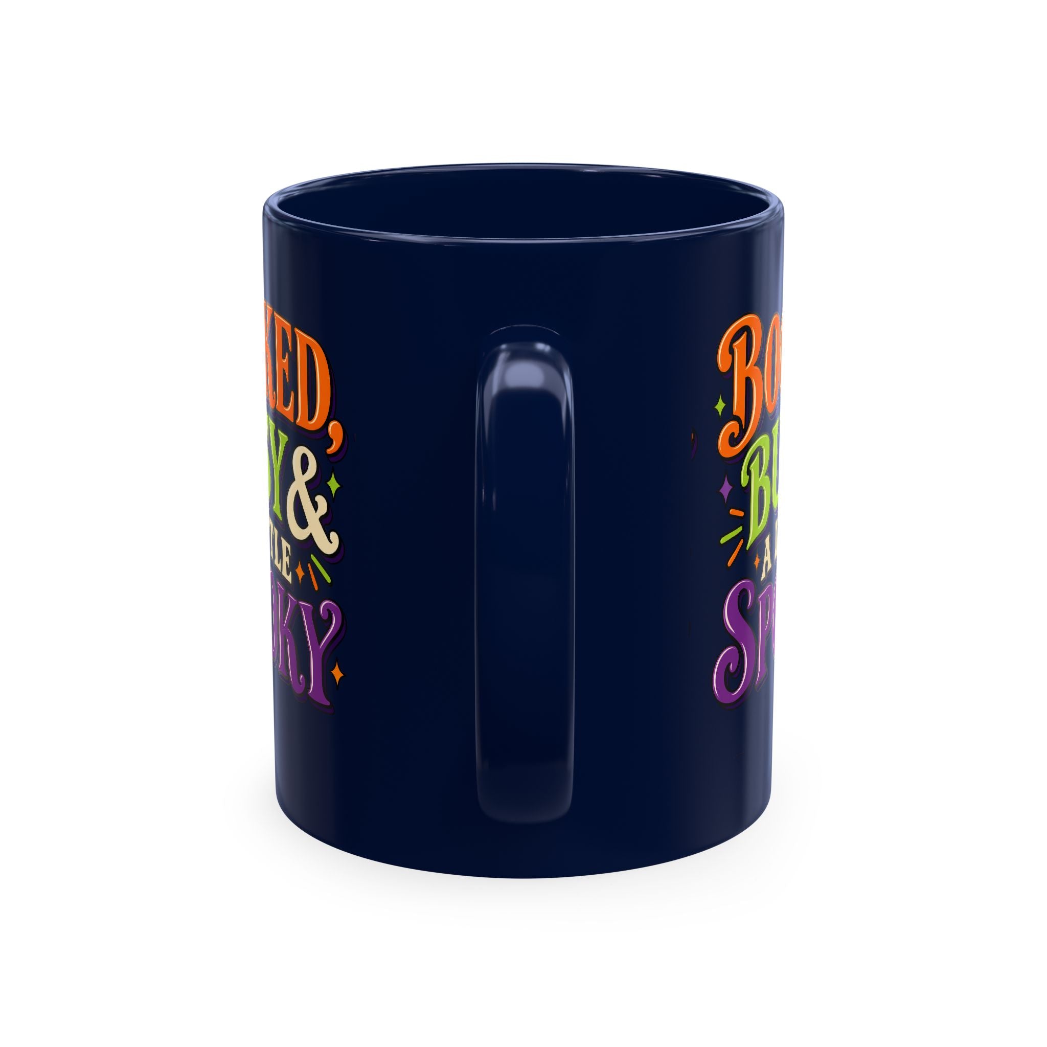 Booked, Busy & a Little Spooky Mug — Halloween Book Lover Coffee Cup
