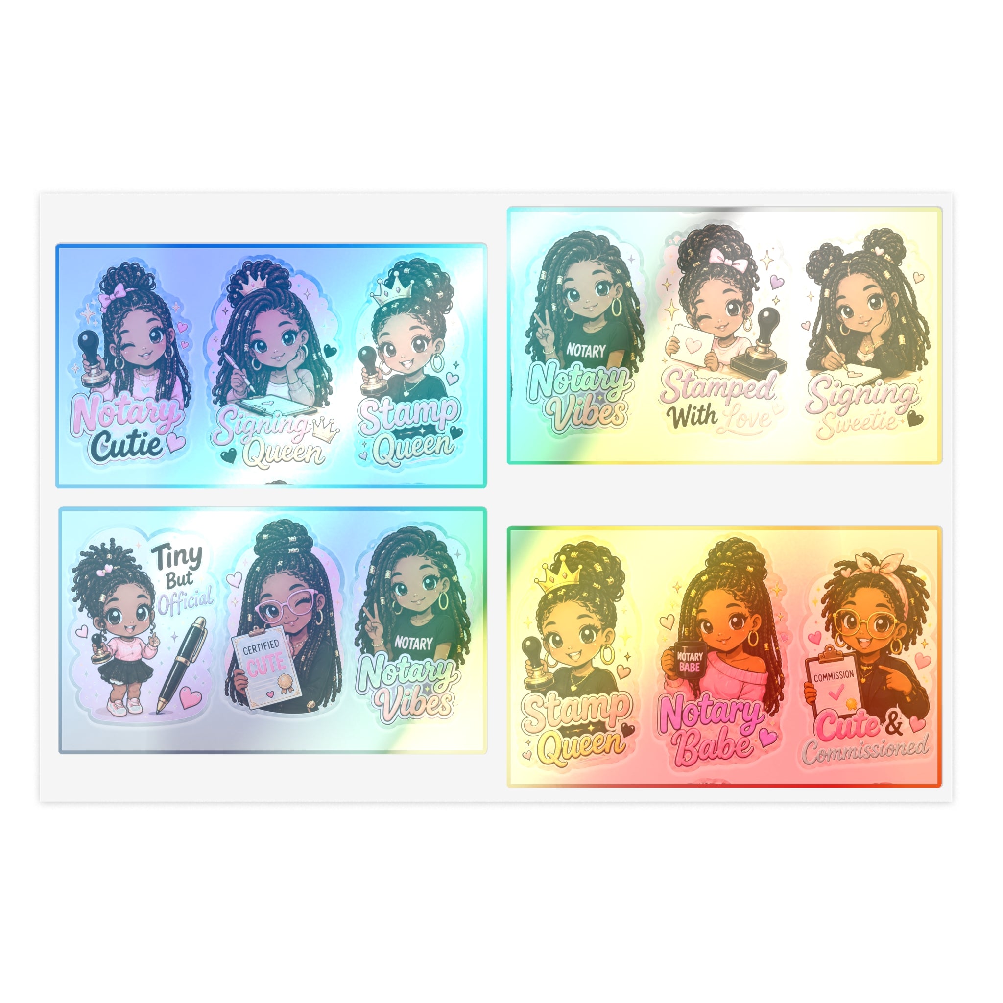 Black Girl Notary Sticker Sheet — Cute & Commissioned Notary Stickers