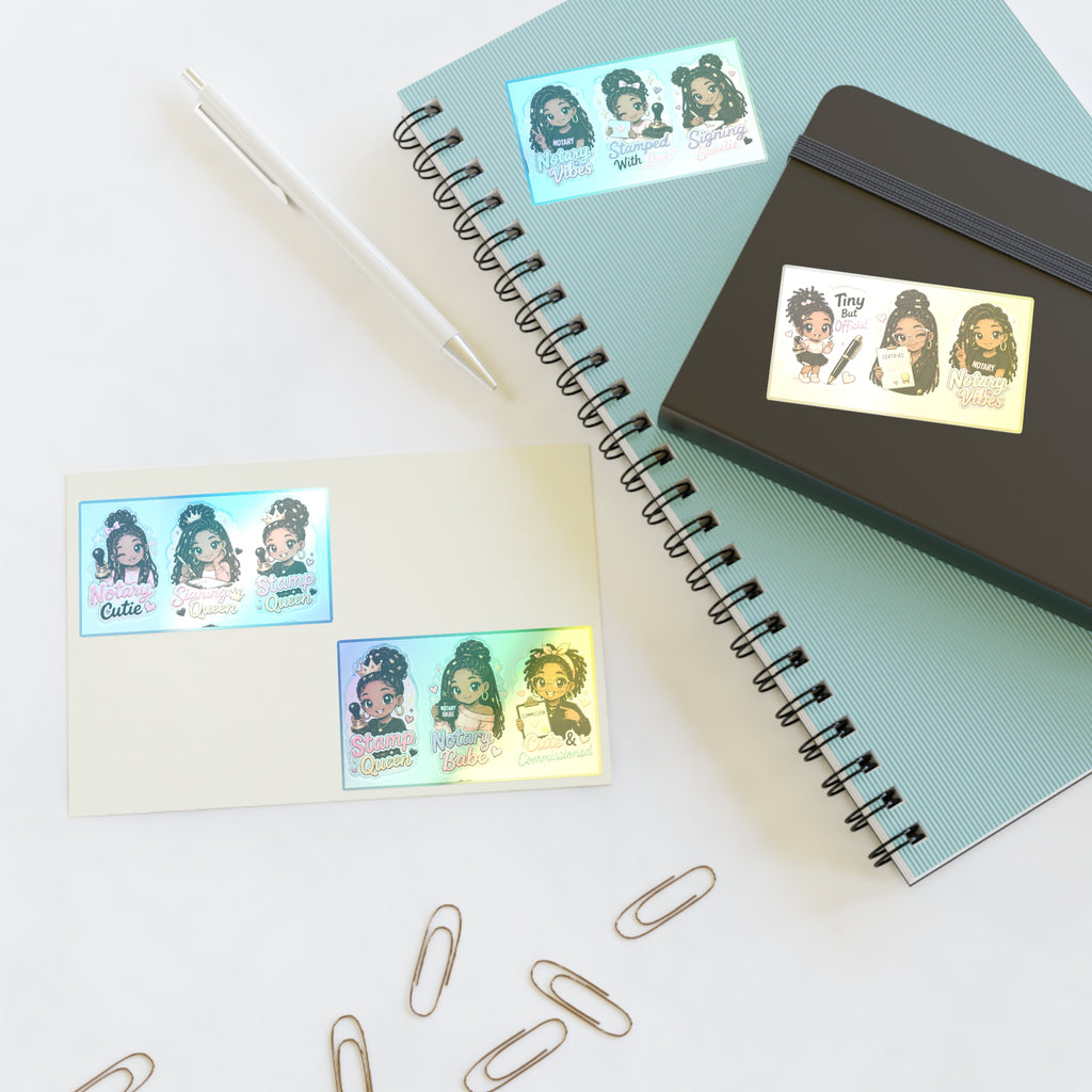 Black Girl Notary Sticker Sheet — Cute & Commissioned Notary Stickers