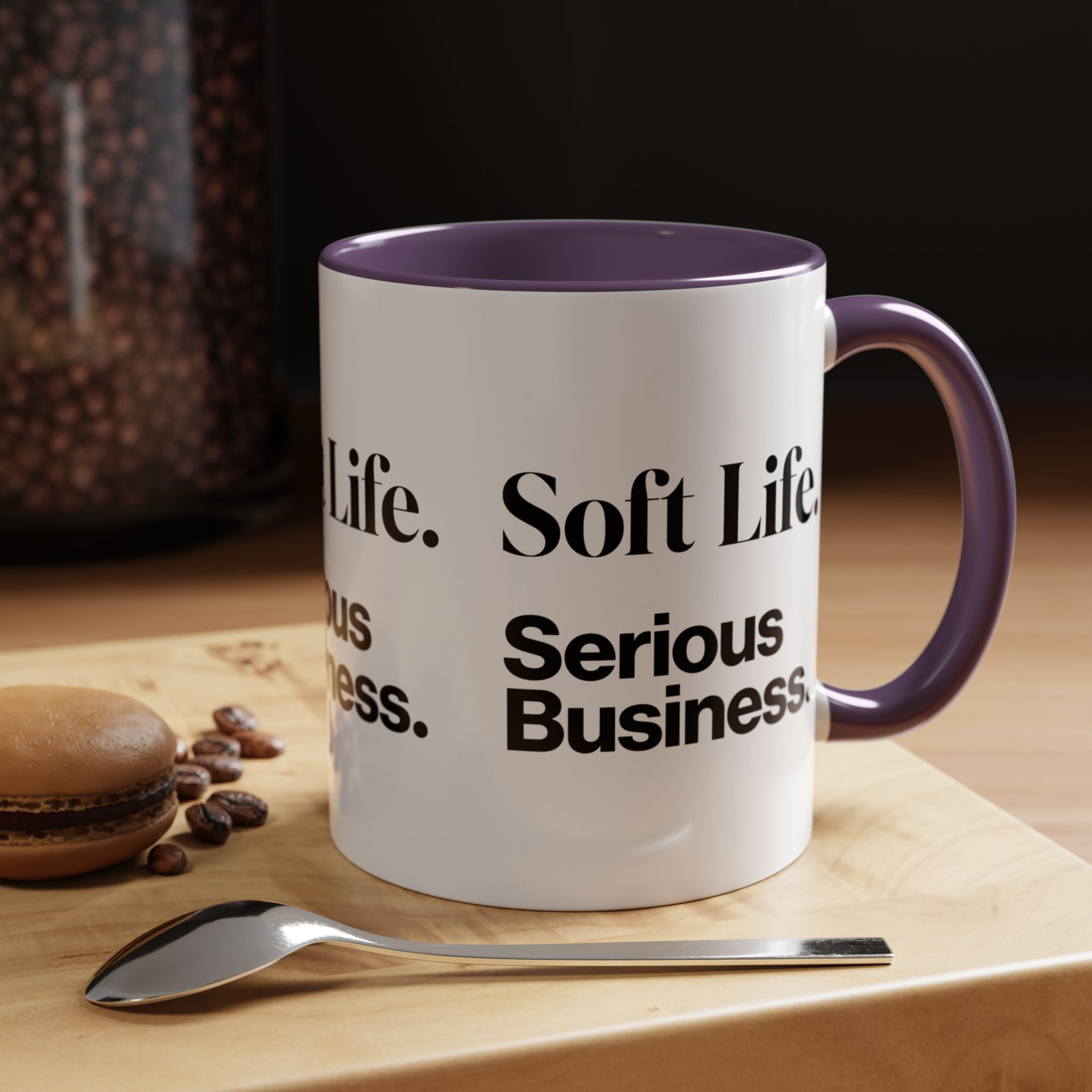 Soft Life. Serious Business. Accent Mug — Entrepreneur & Business Owner Coffee Cup