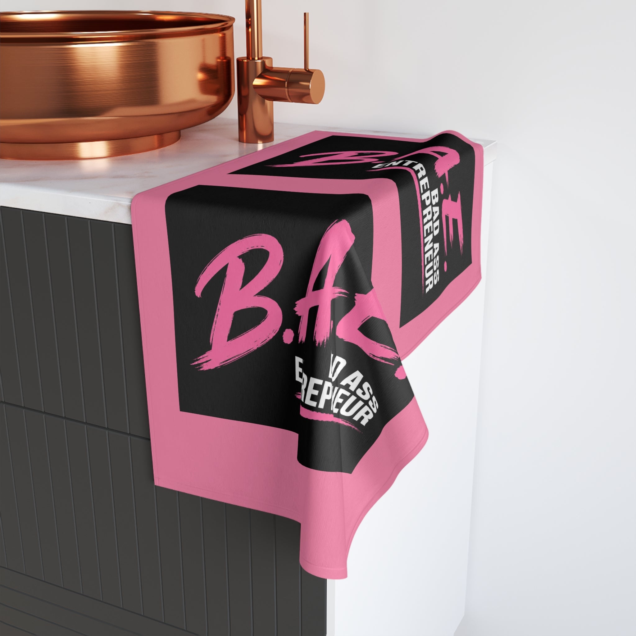 B.A.E. Bad Ass Entrepreneur Hand Towel | Bold Pink Business Owner Gift