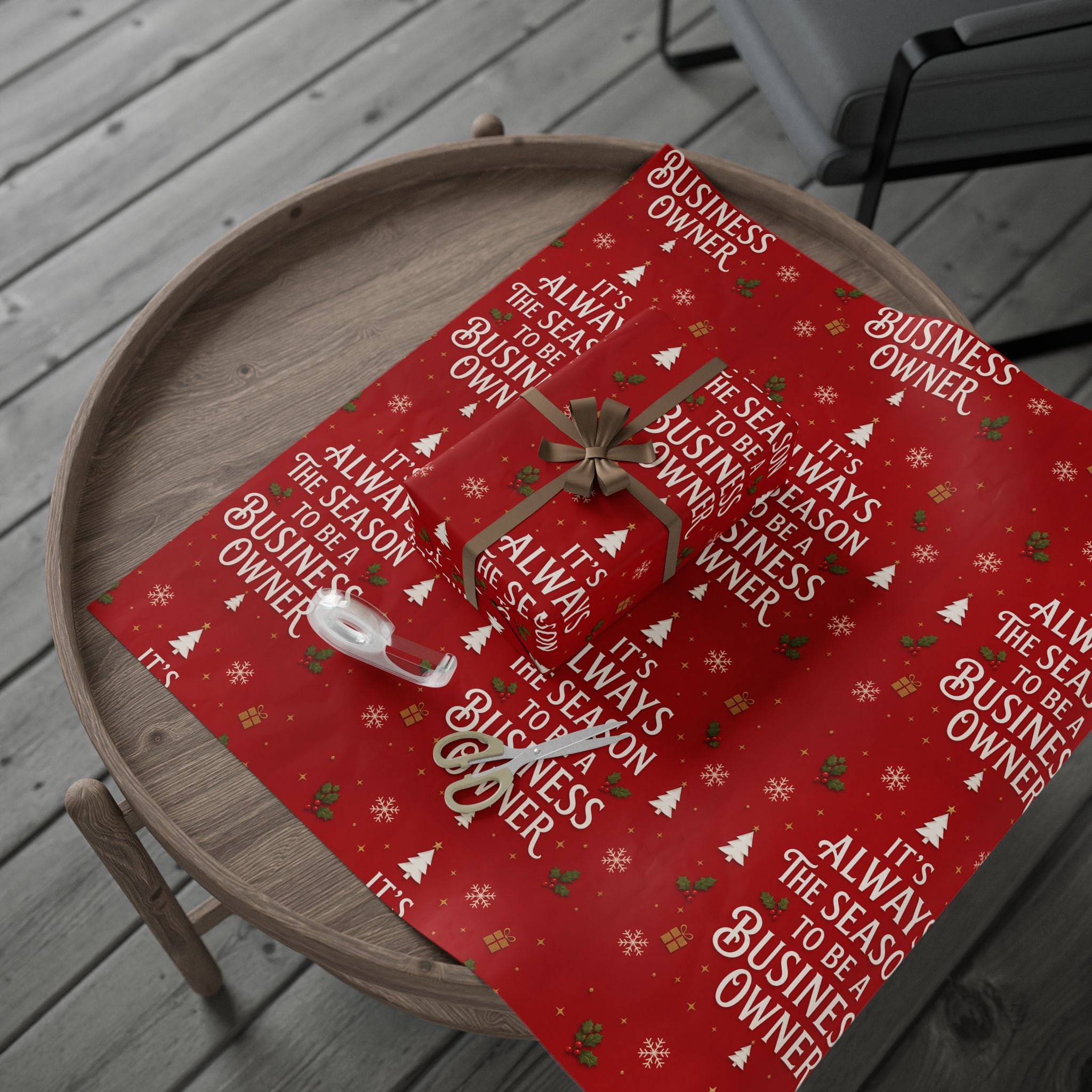 🎄 It’s Always the Season to Be a Business Owner Wrapping Paper – Red Holiday Entrepreneur Gift Wrap 🎁