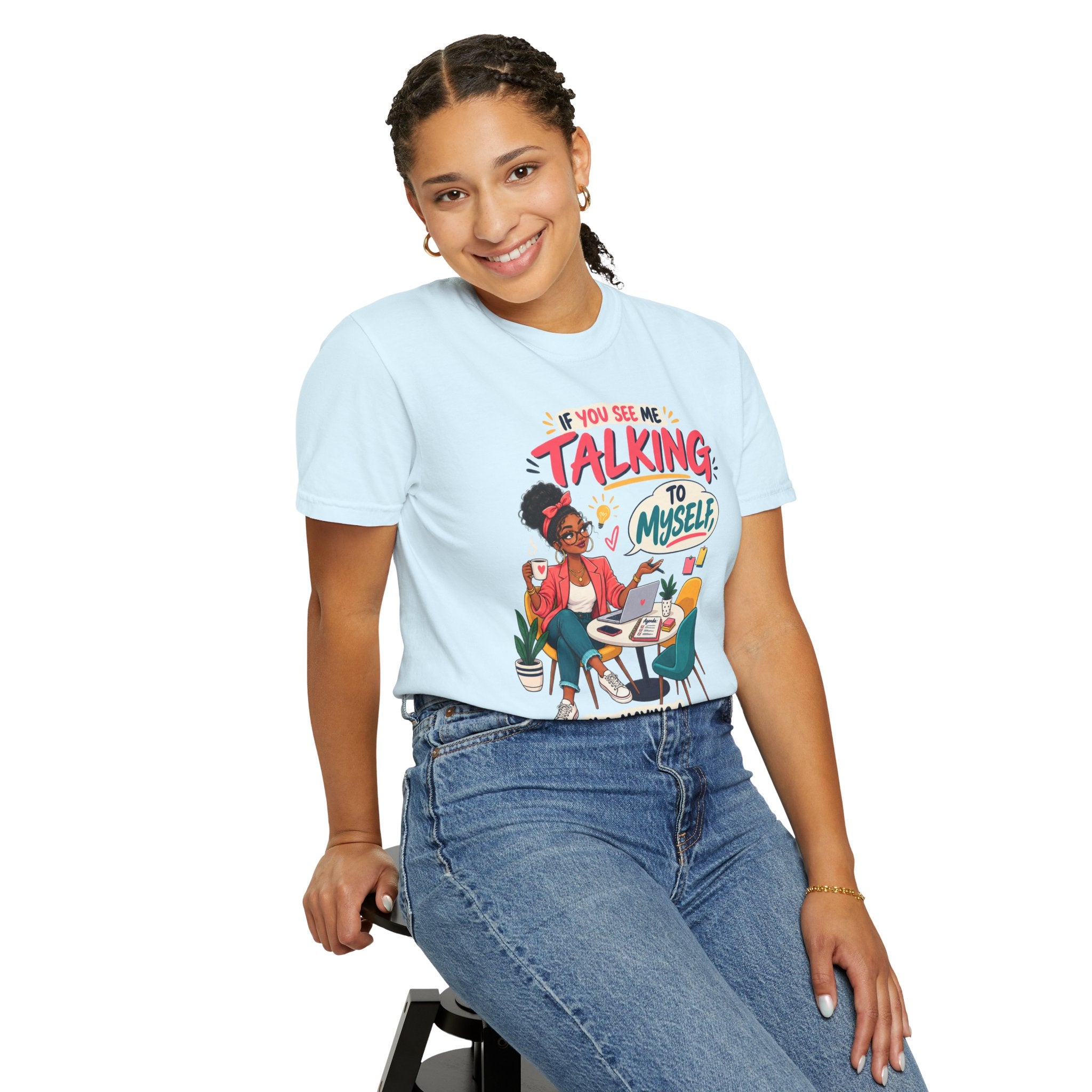 Funny Small Business Owner T-Shirt — “If You See Me Talking to Myself” Staff Meeting Graphic Tee