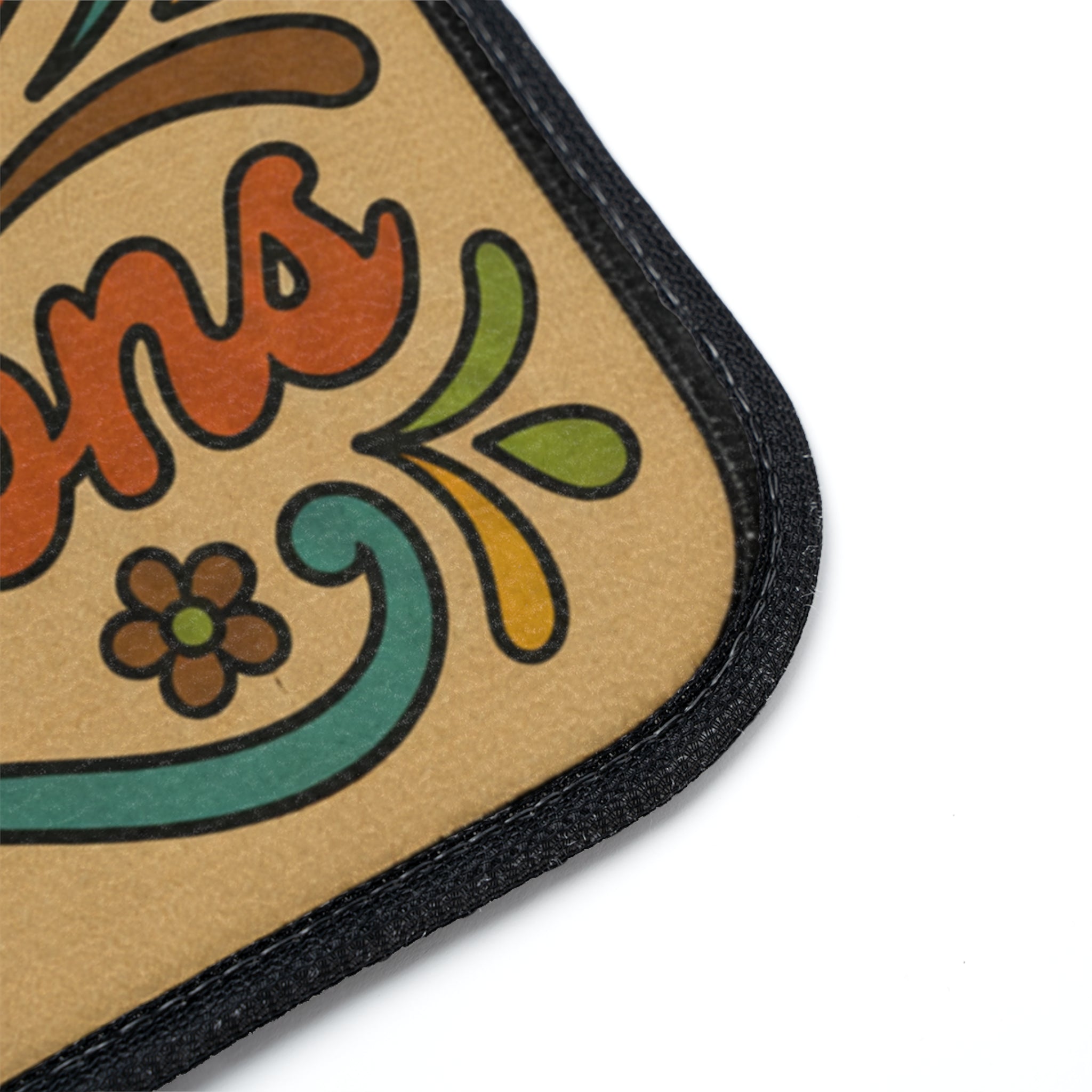 Peace, Love & Notarizations Car Floor Mats ☮️❤️🖋️ — Retro Boho Floral Auto Mat