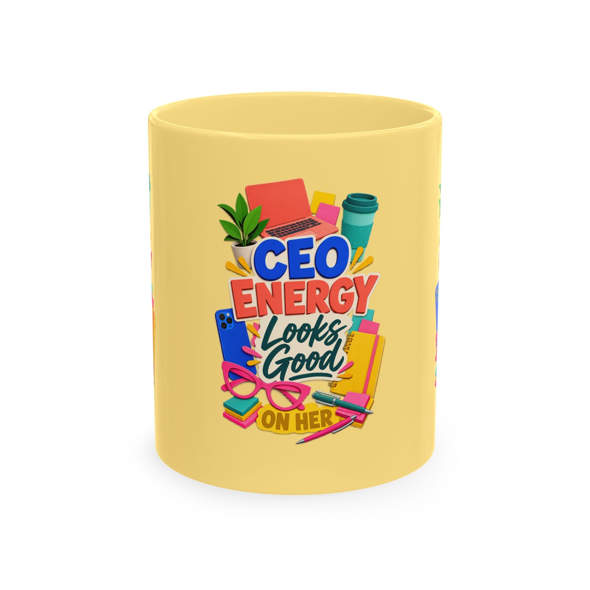 CEO Energy Looks Good on Her Mug | Women in Business Coffee Cup | Female Entrepreneur Gift | Boss Lady Office Mug