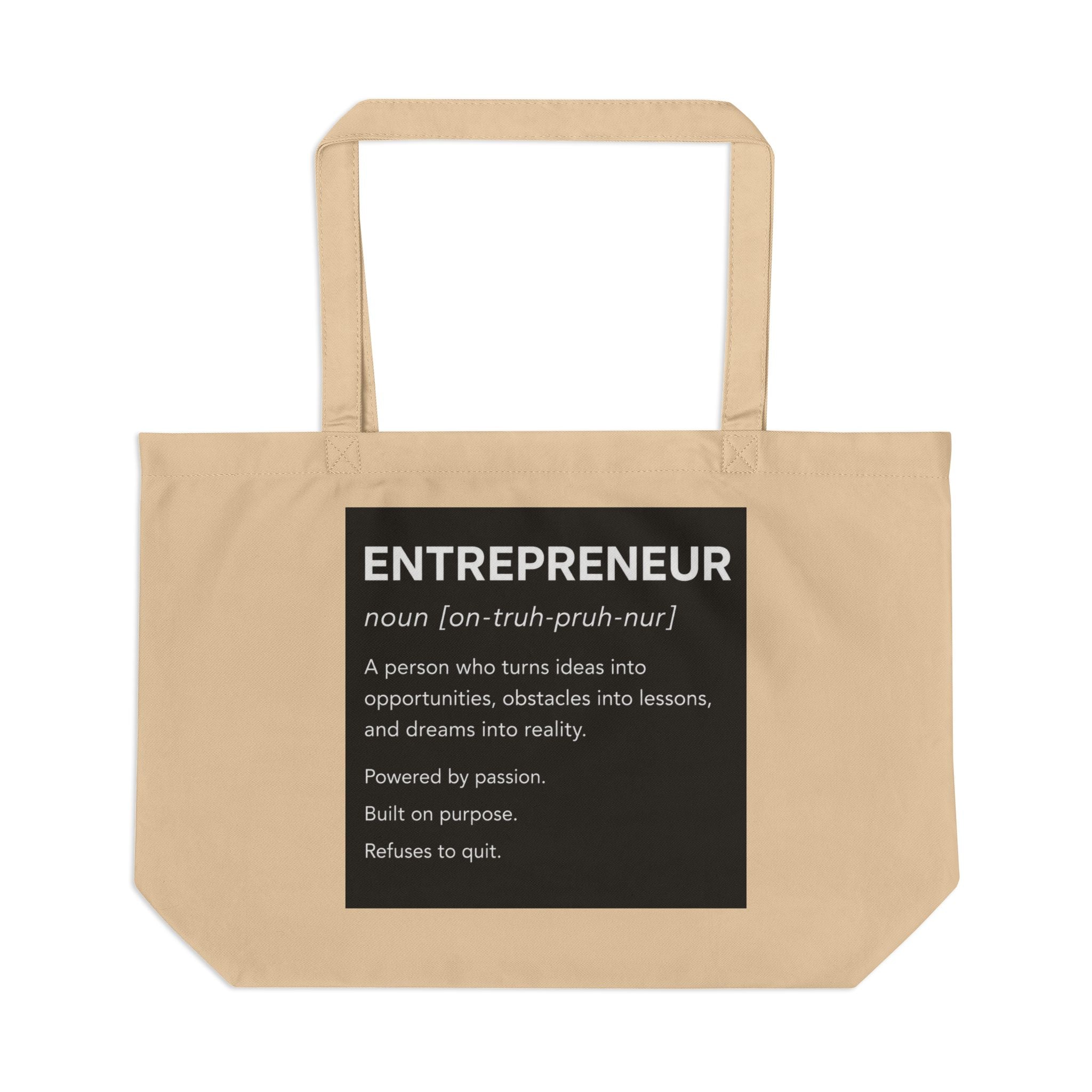 Entrepreneur Definition Organic Canvas Tote Bag 🚀🖤