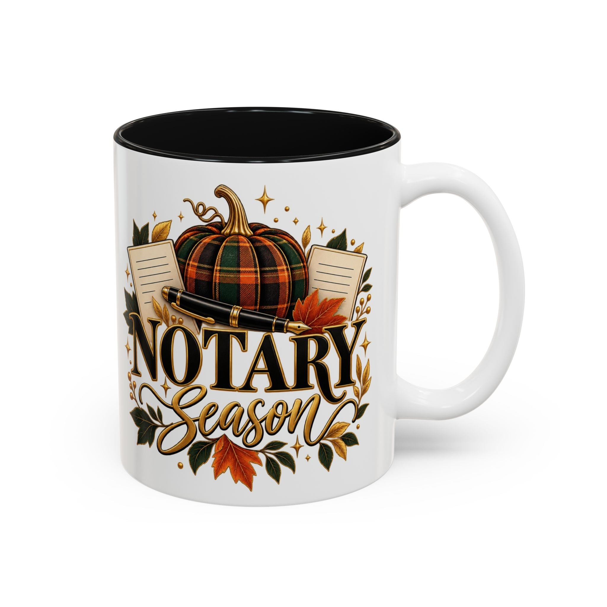 Notary Season Fall Accent Mug — Autumn Notary Public Coffee Cup