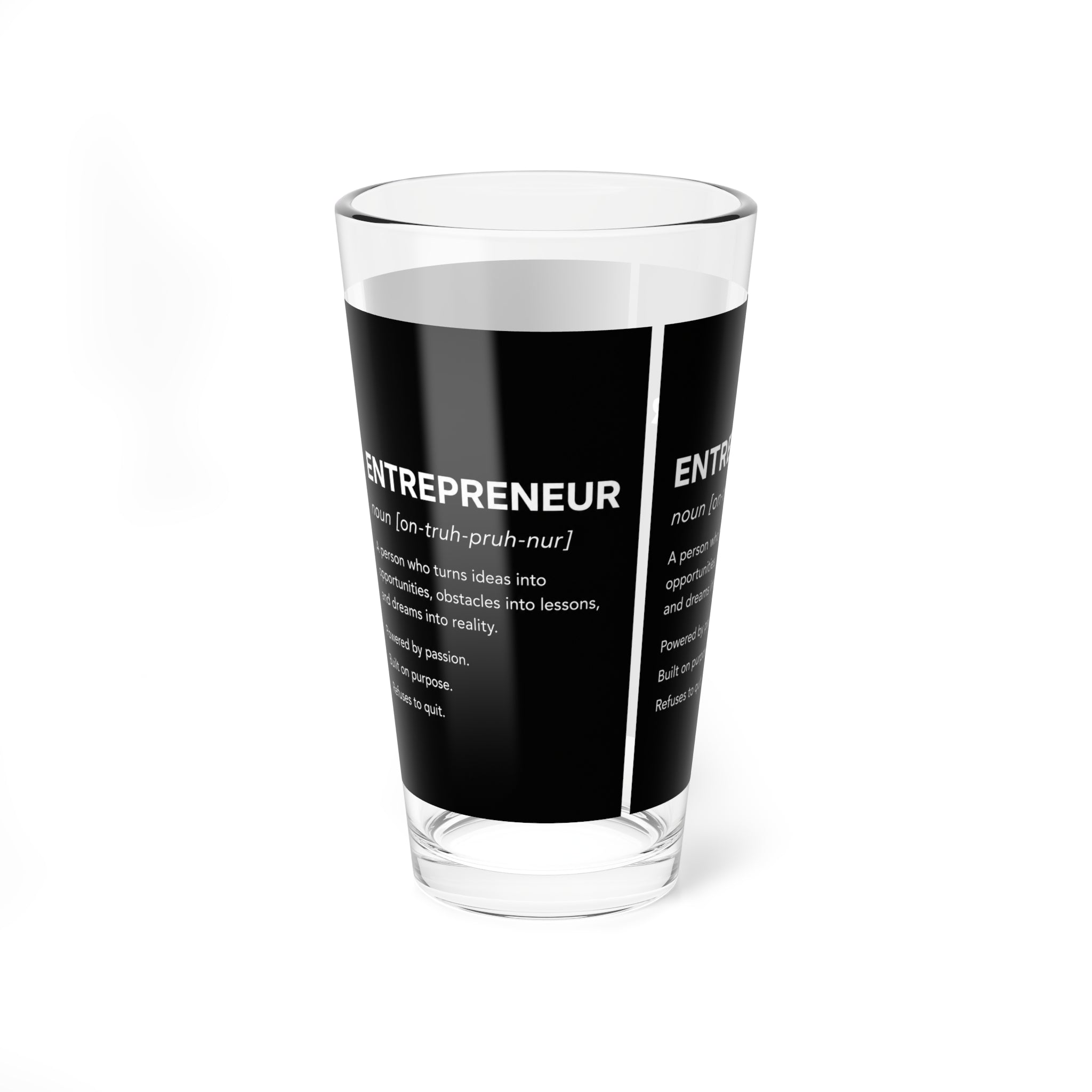 Entrepreneur Definition Mixing Glass | 16oz Motivational Pint Glass | Small Business Owner Gift | Business Owner Drinkware