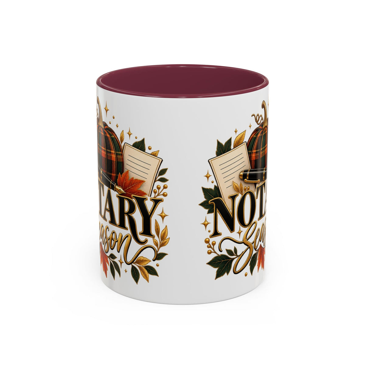 Notary Season Fall Accent Mug — Autumn Notary Public Coffee Cup