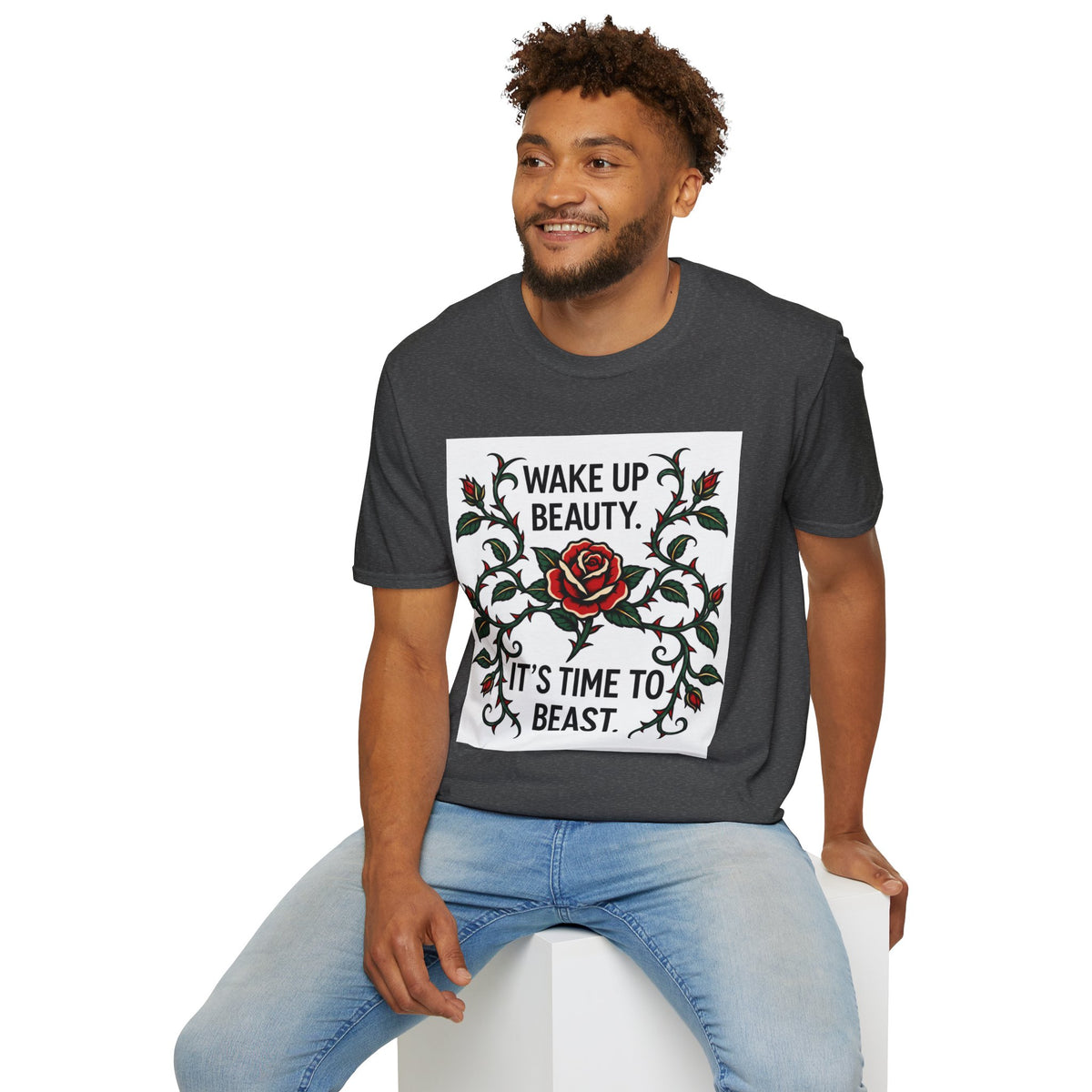 Wake Up Beauty, It’s Time to Beast Tee — Rose & Thorn Graphic Shirt