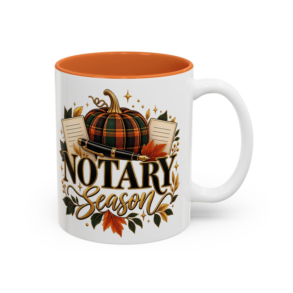 Notary Season Fall Accent Mug — Autumn Notary Public Coffee Cup
