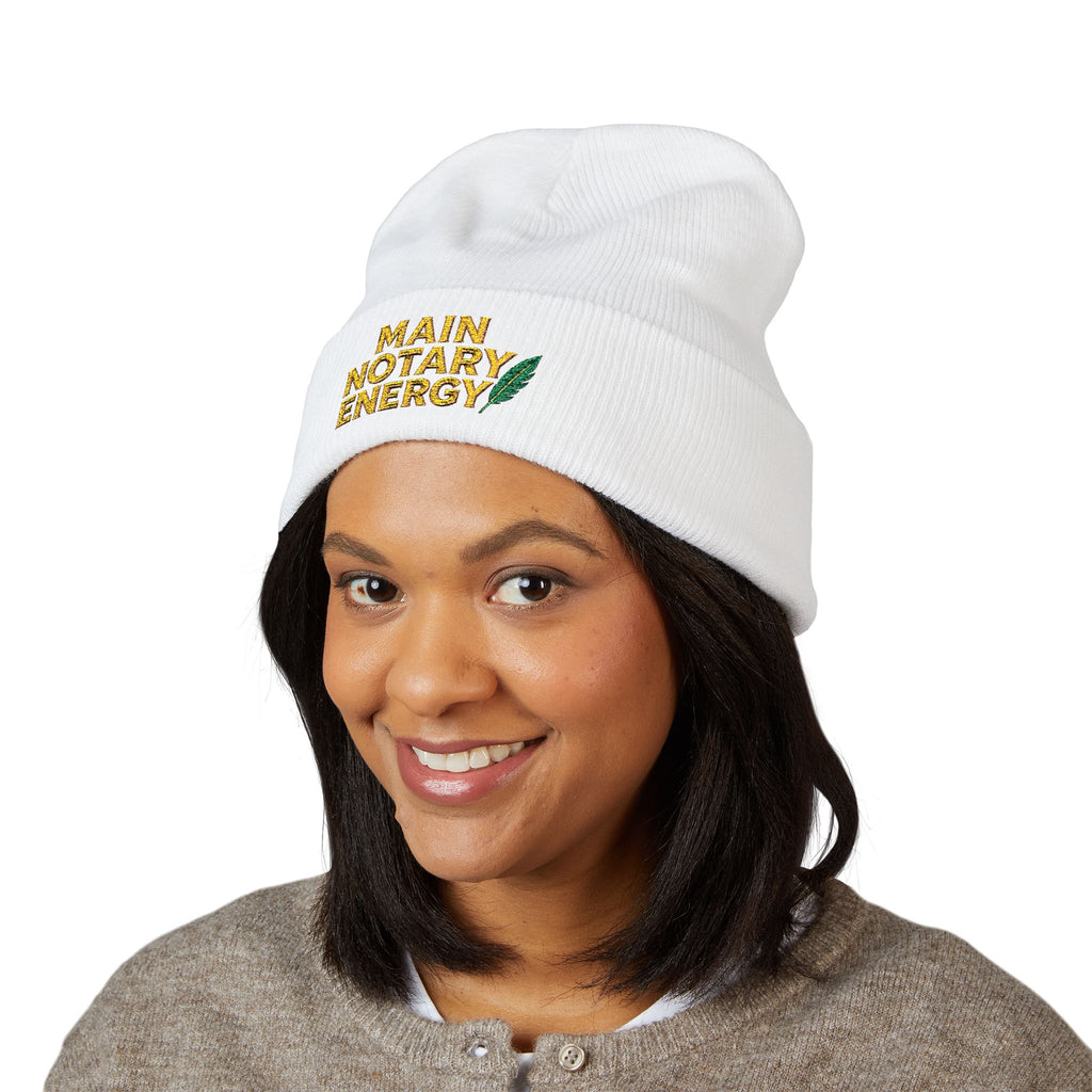Main Notary Energy Embroidered Cuffed Beanie | Notary Public Gift