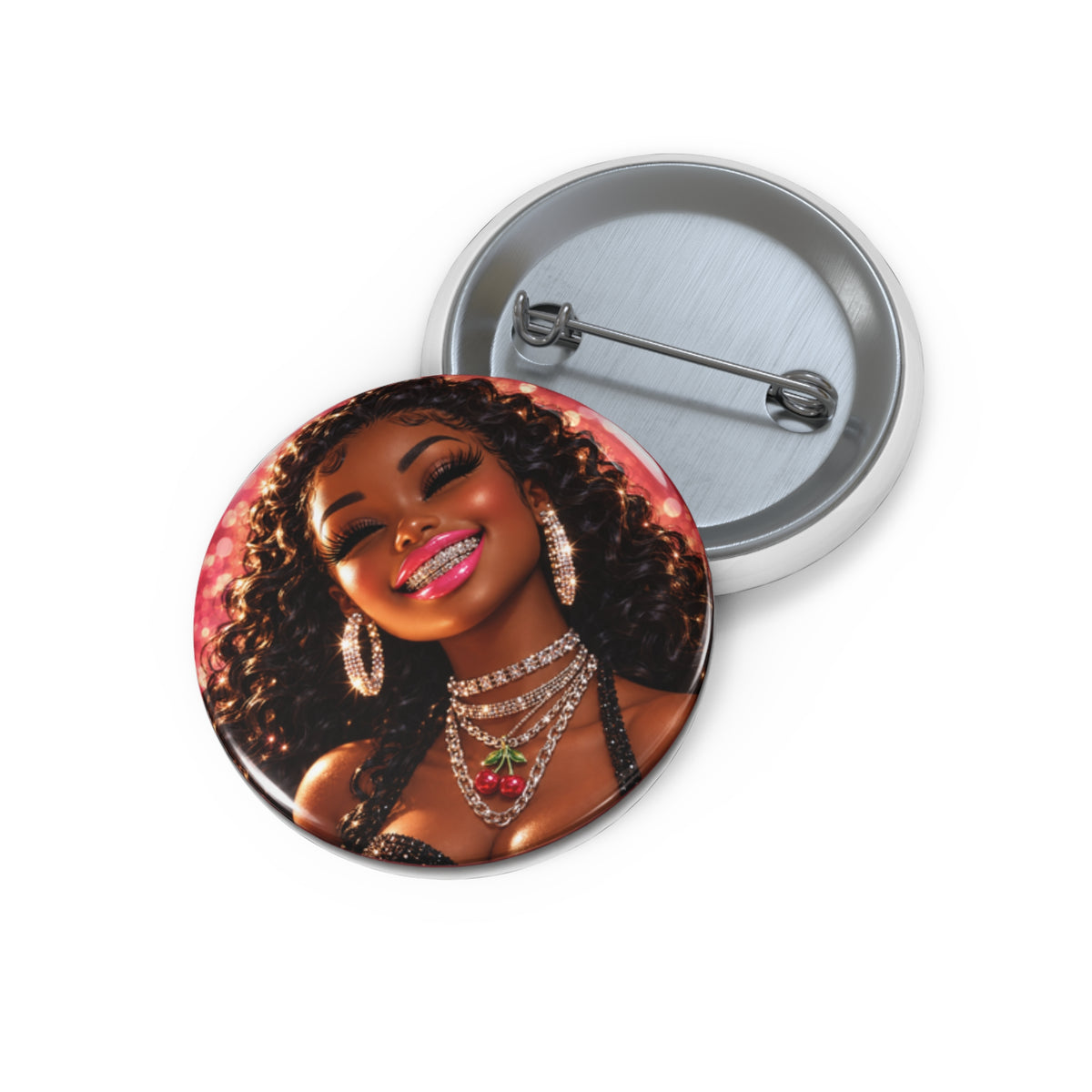 Cherry On Top Pin Button — Glam Girl Statement Accessory (Smaller Size)