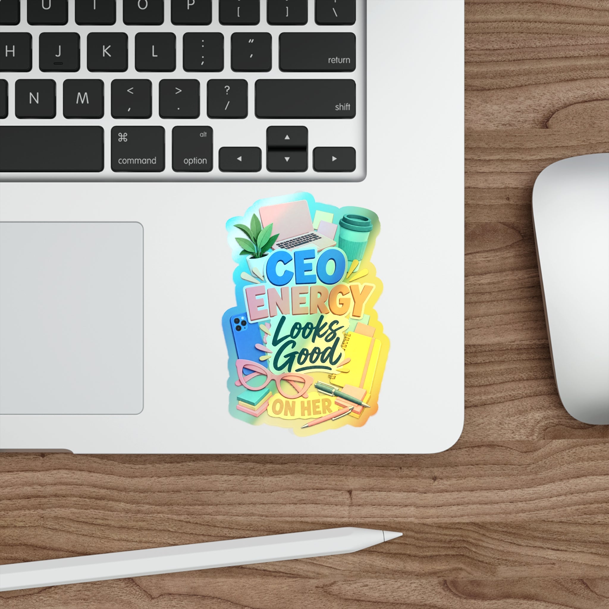 CEO Energy Looks Good on Her Holographic Sticker | Women in Business Decal | Female Entrepreneur Laptop Sticker | Boss Gift