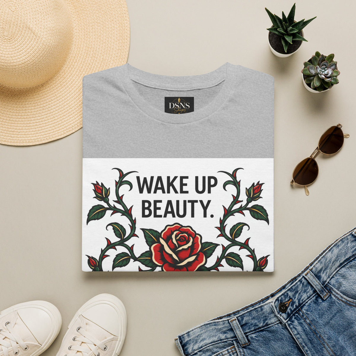 Wake Up Beauty, It’s Time to Beast Tee — Rose & Thorn Graphic Shirt