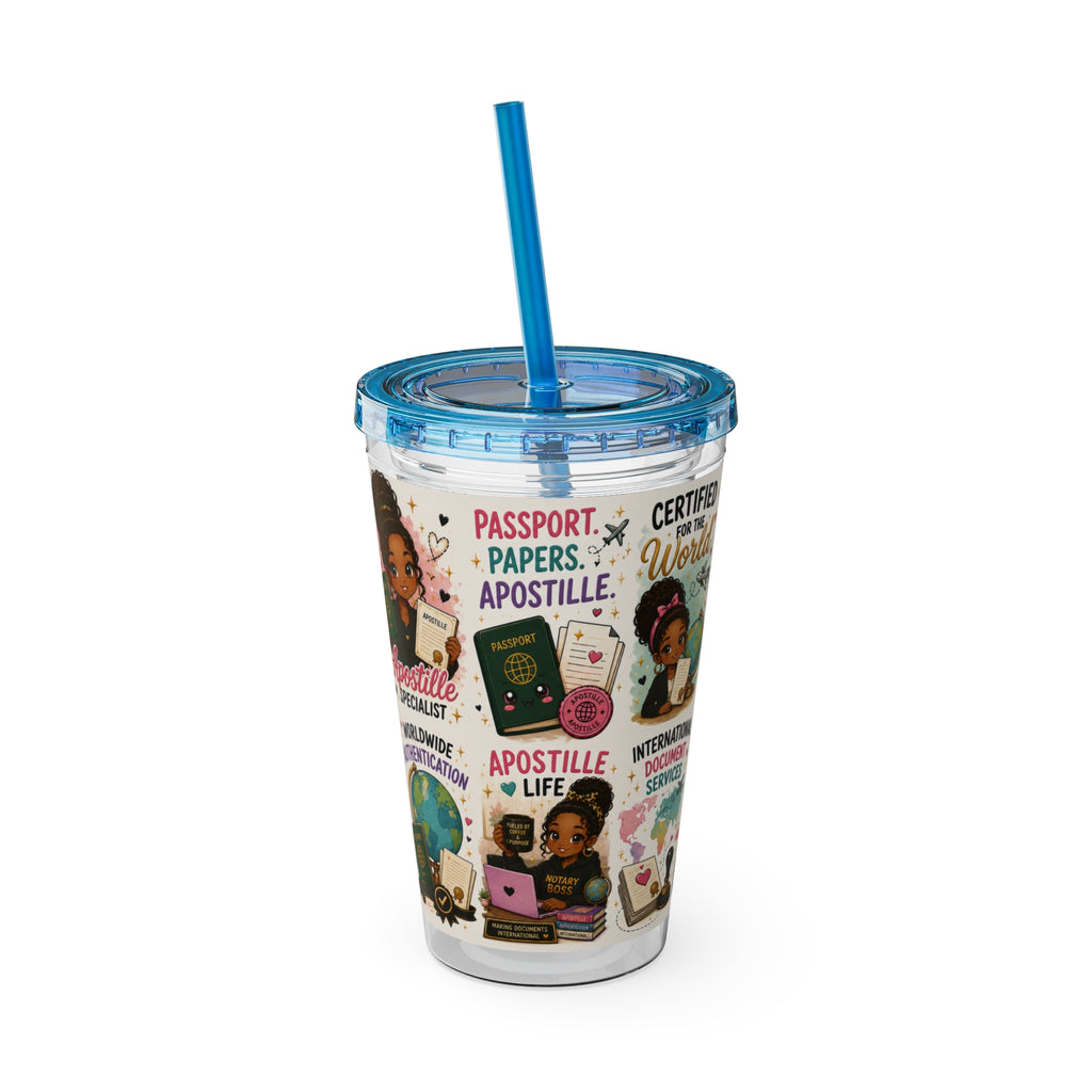 16 oz Acrylic Tumbler – Apostille Specialist Travel Collection | Double-Wall Notary Cup with Straw