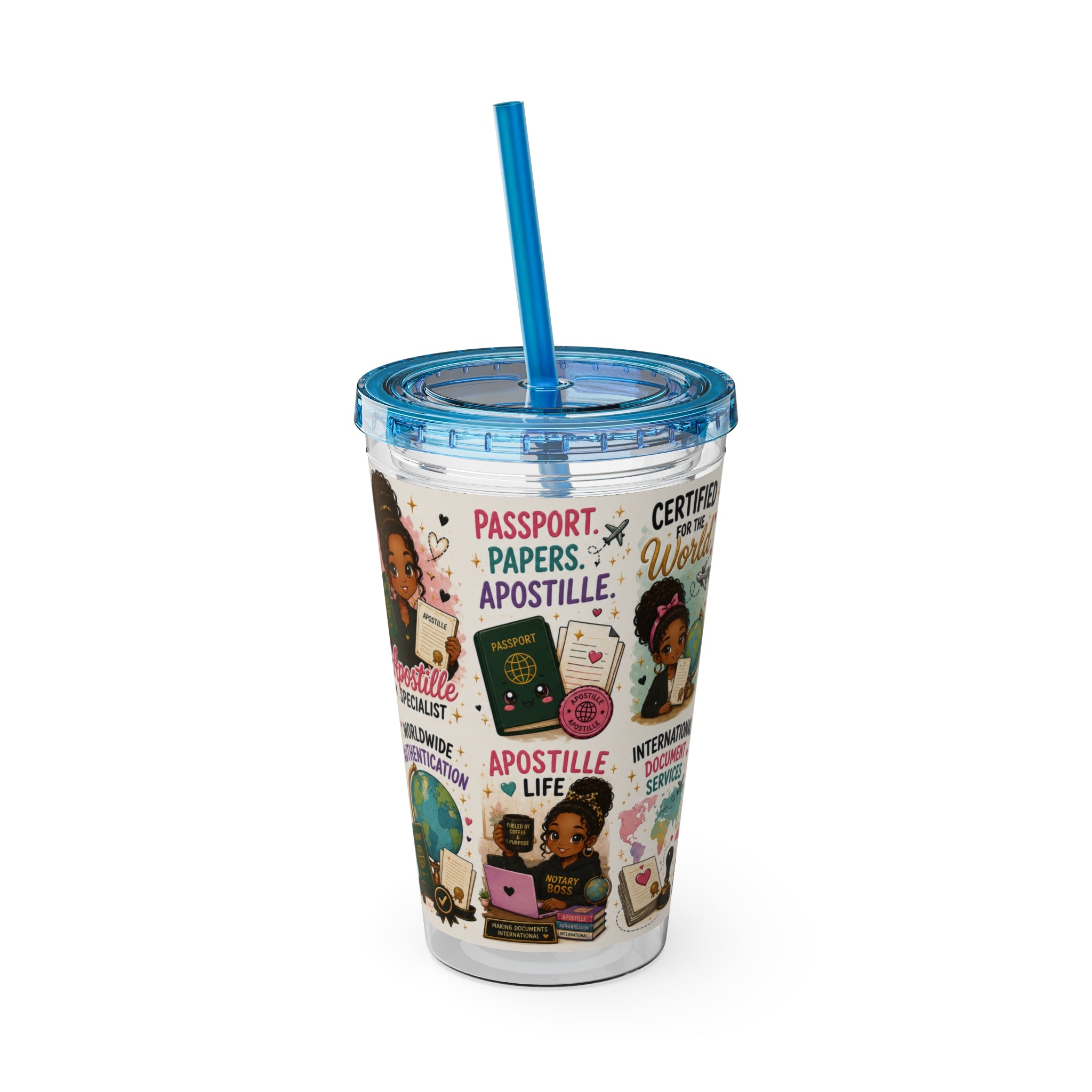 16 oz Acrylic Tumbler – Apostille Specialist Travel Collection | Double-Wall Notary Cup with Straw