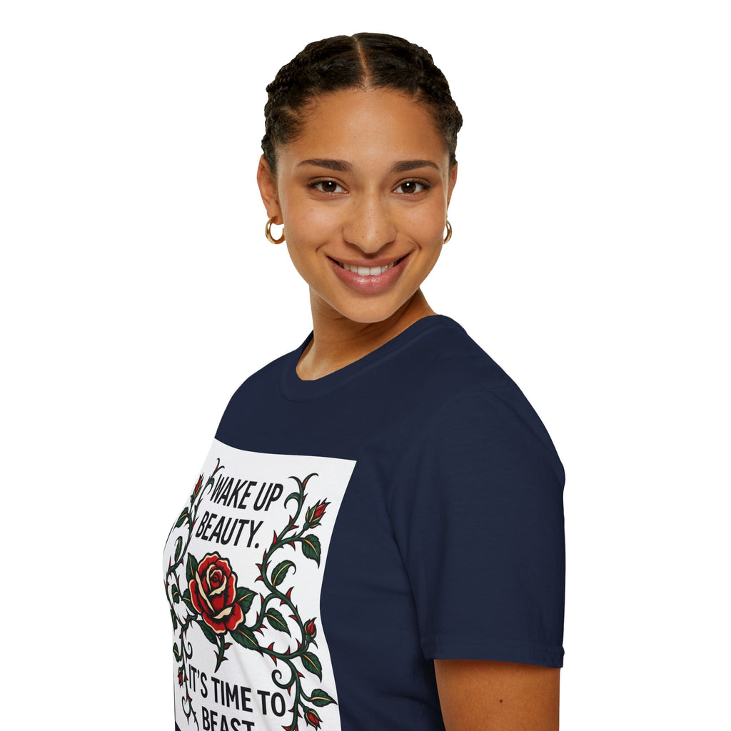 Wake Up Beauty, It’s Time to Beast Tee — Rose & Thorn Graphic Shirt