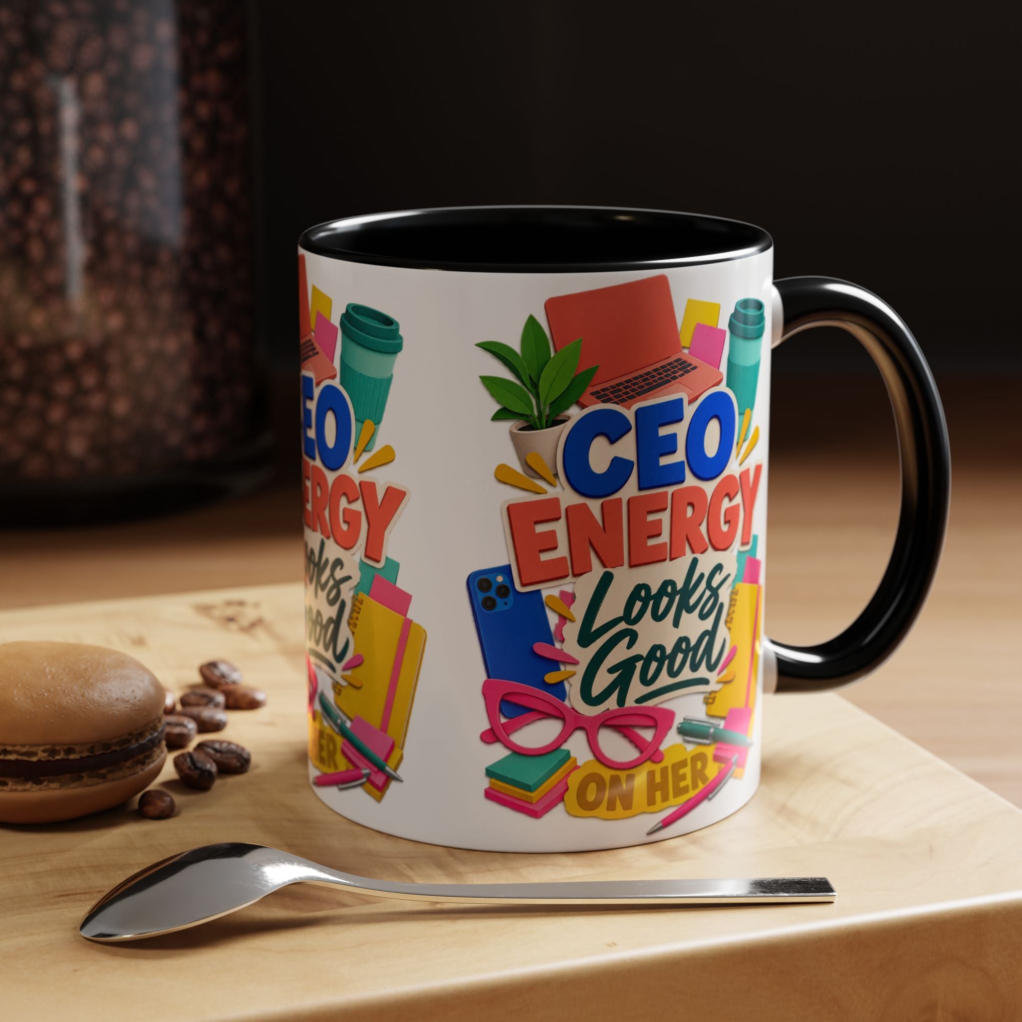 CEO Energy Looks Good on Her Mug | Women in Business Coffee Cup | Female Entrepreneur Gift | Boss Lady Office Mug