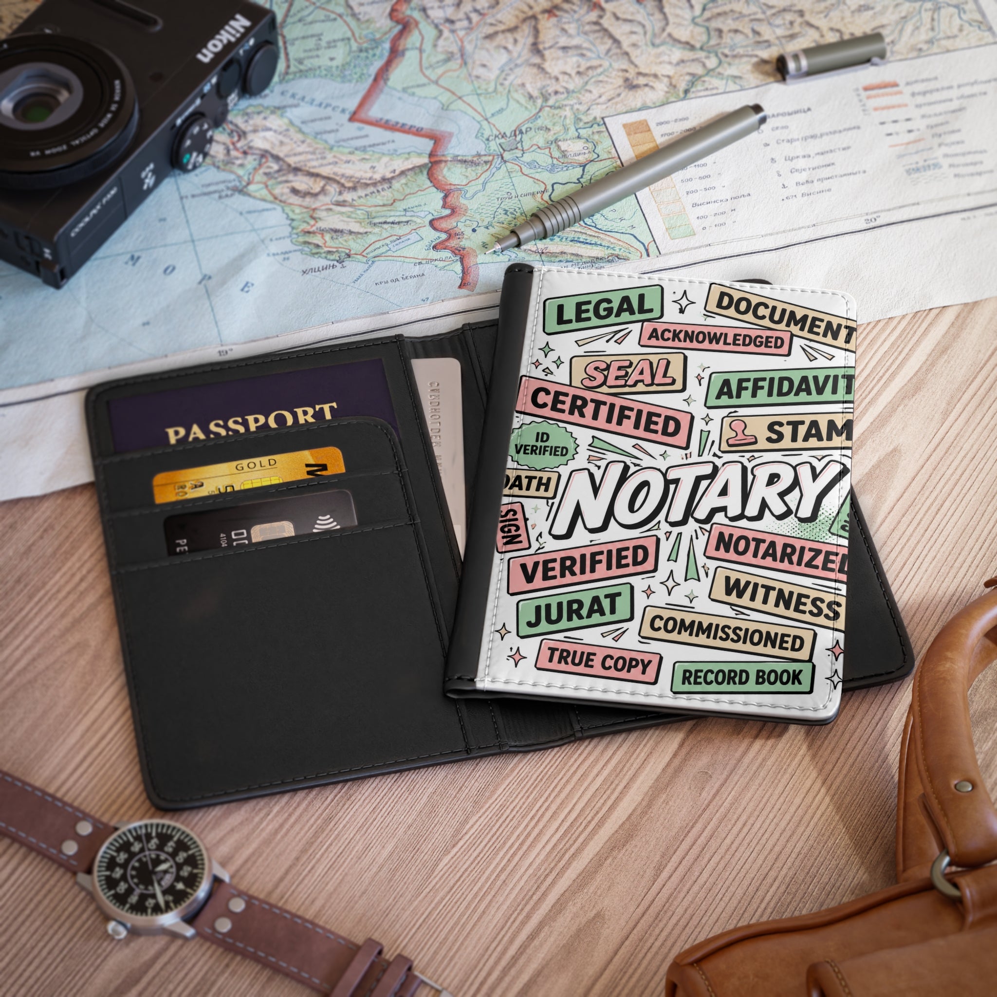 Notary Passport Cover | RFID Travel Wallet for Notaries, Loan Signing Agents & Legal Professionals