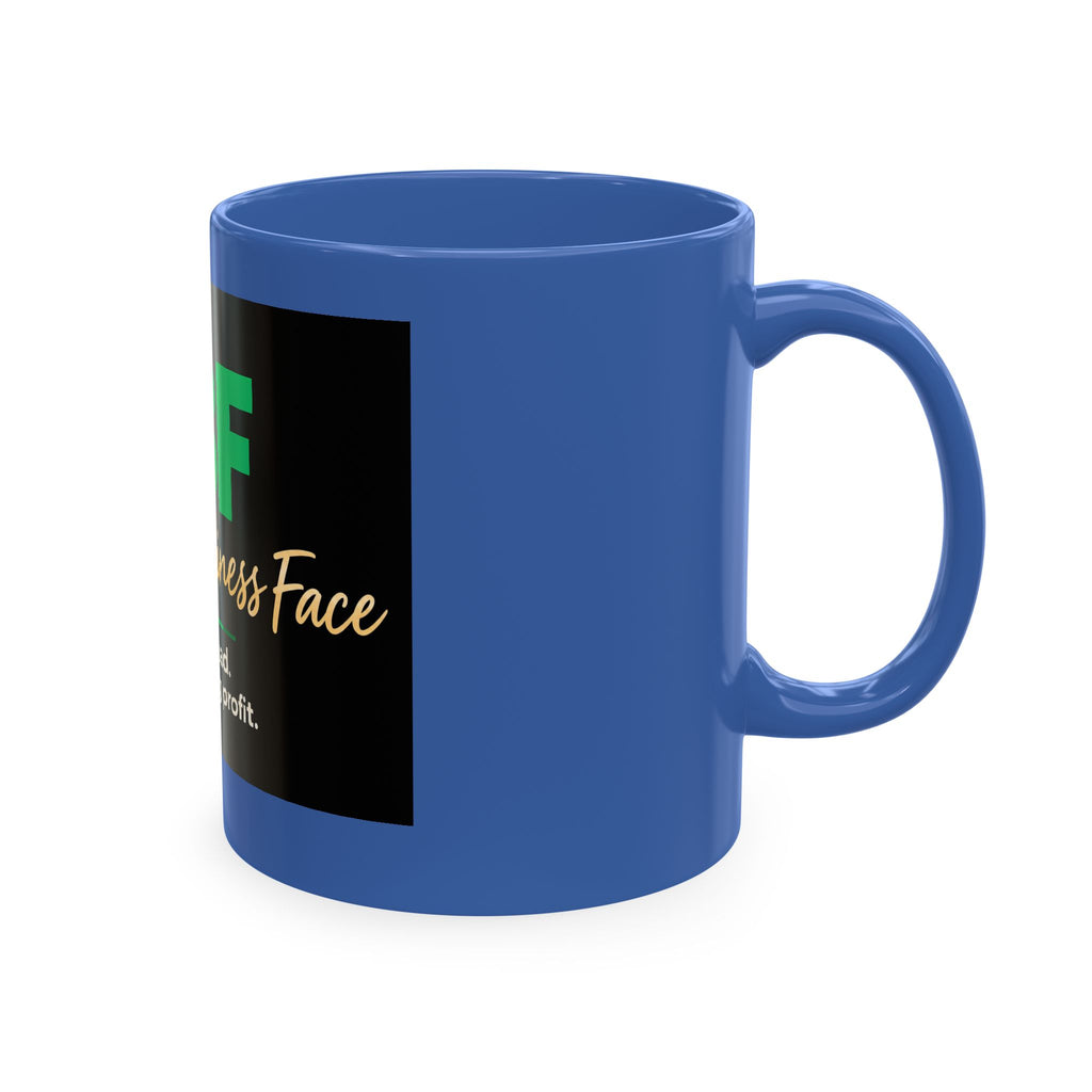 Resting Business Face Cursive Ceramic Mug — "RBF: I'm not mad. I'm calculating profit."