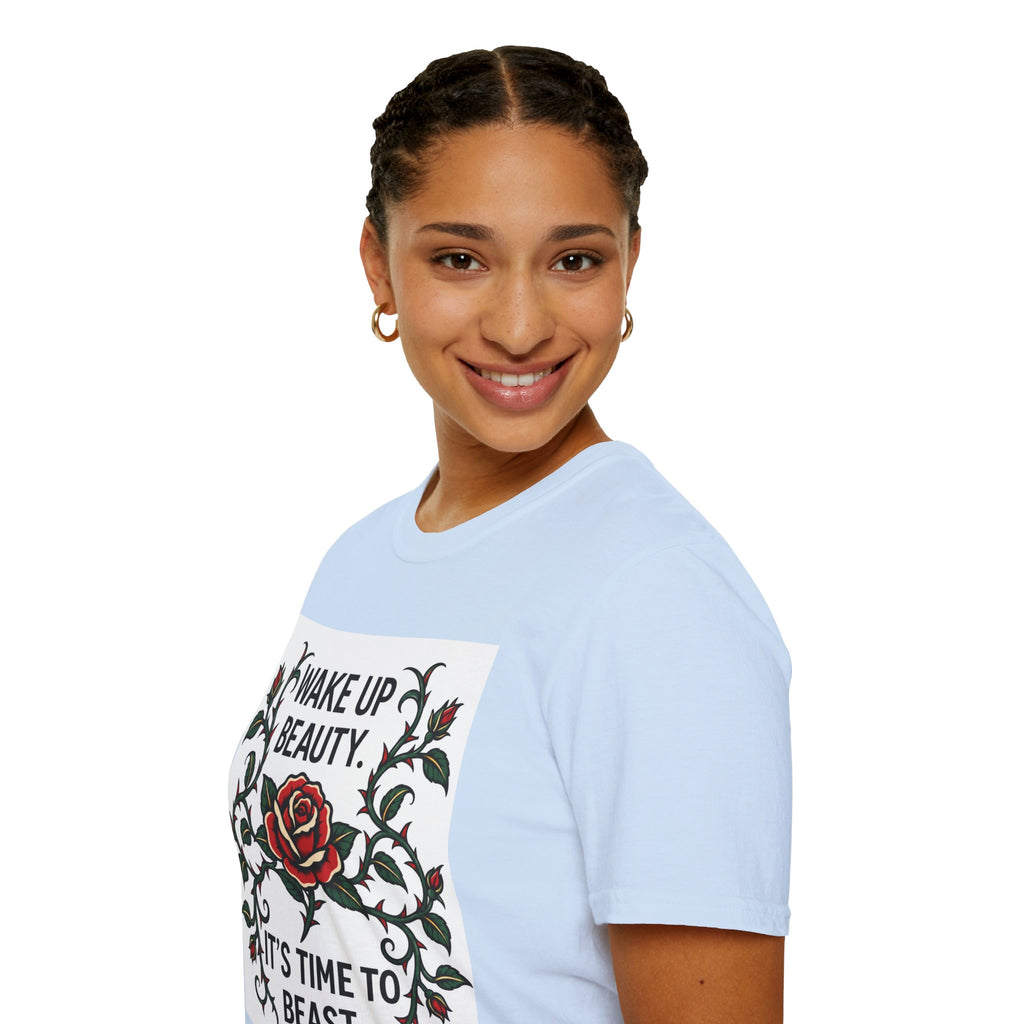 Wake Up Beauty, It’s Time to Beast Tee — Rose & Thorn Graphic Shirt
