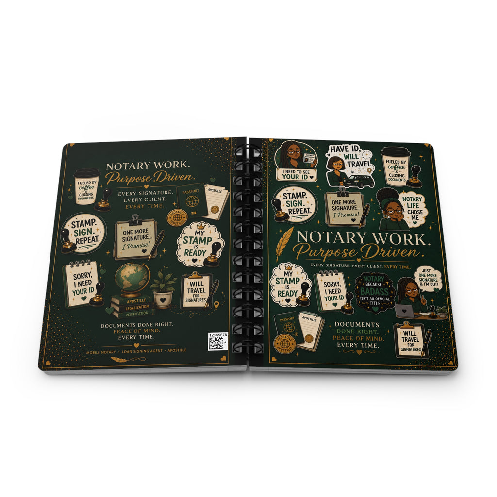 Notary Work. Purpose Driven. Spiral Journal | 150-Page Lined Notebook for Notaries, Loan Signing Agents & Mobile Professionals