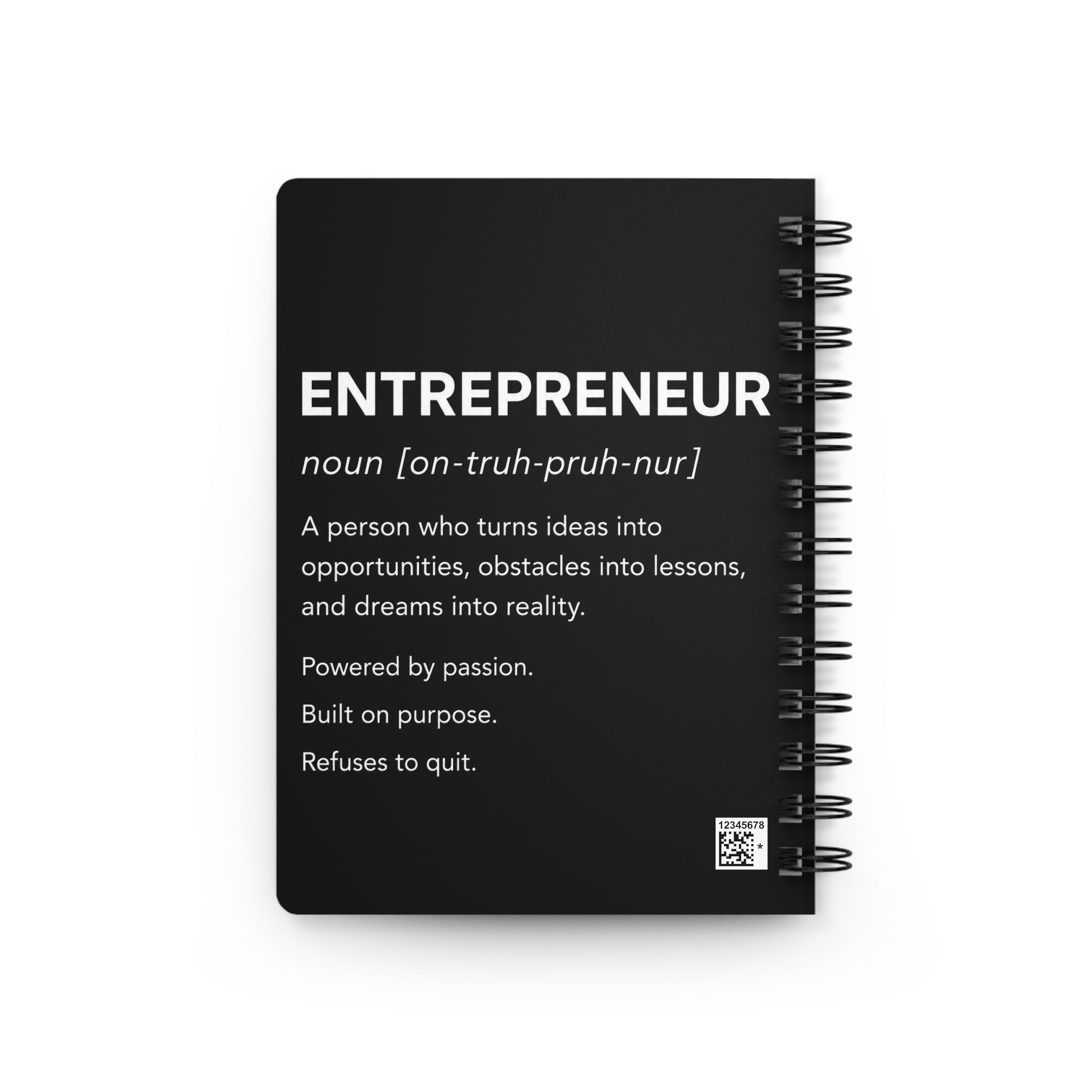 📓 Entrepreneur Definition Spiral Journal | Minimalist Business Notebook | Entrepreneur Planner | CEO Journal | Black & White Success Notebook