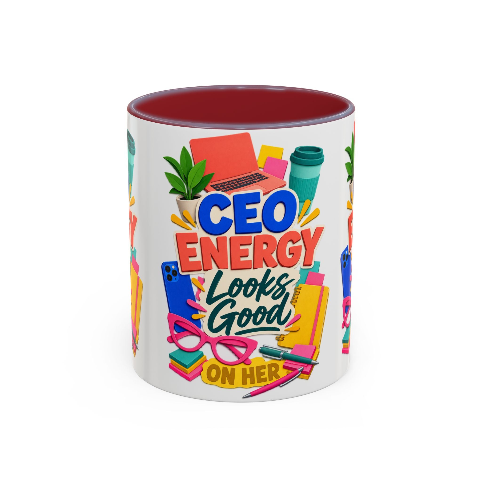 CEO Energy Looks Good on Her Mug | Women in Business Coffee Cup | Female Entrepreneur Gift | Boss Lady Office Mug