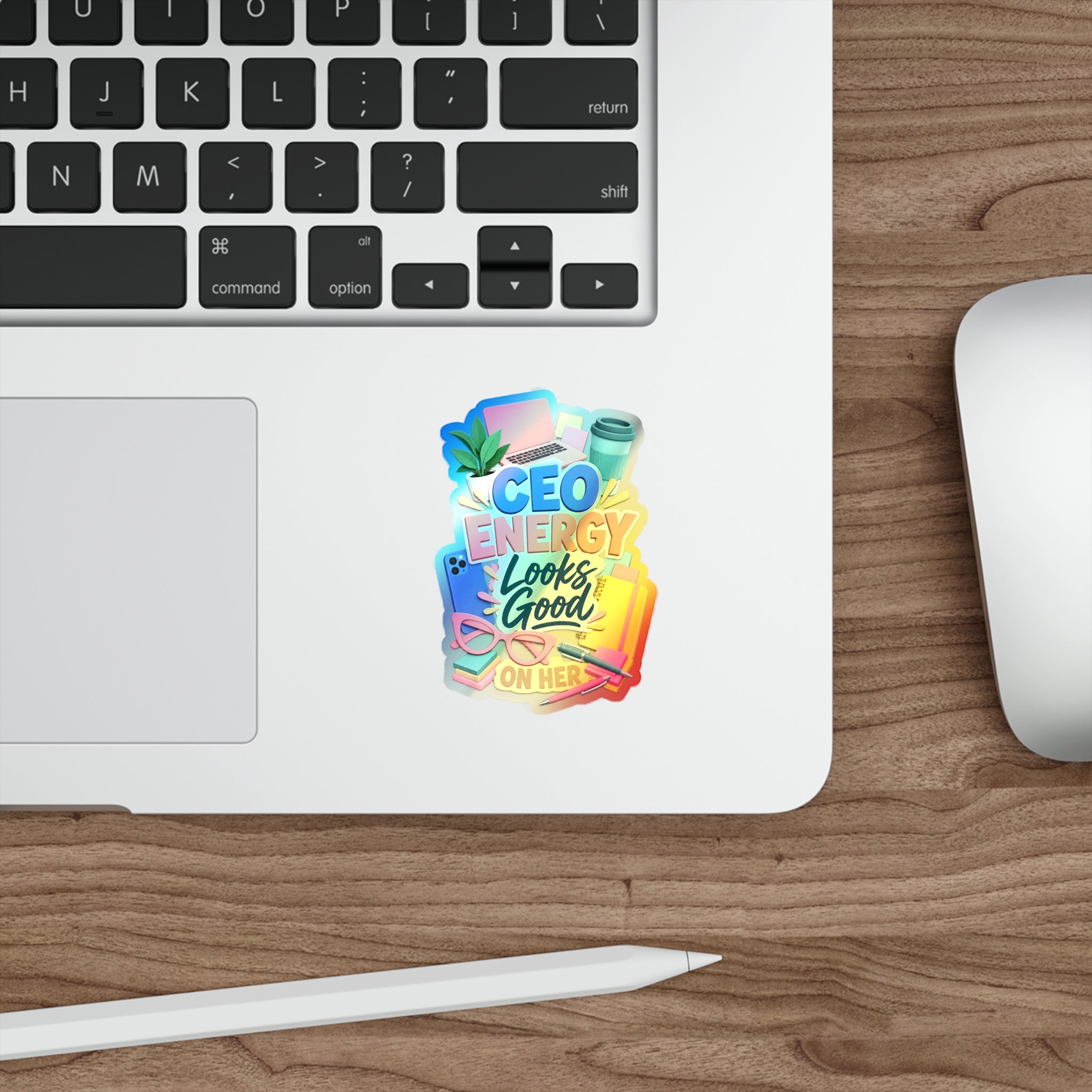 CEO Energy Looks Good on Her Holographic Sticker | Women in Business Decal | Female Entrepreneur Laptop Sticker | Boss Gift