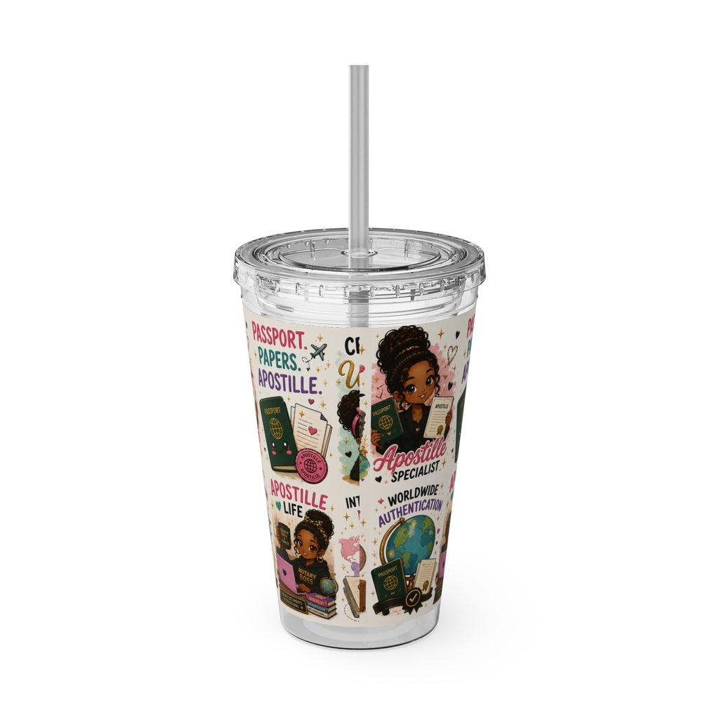 16 oz Acrylic Tumbler – Apostille Specialist Travel Collection | Double-Wall Notary Cup with Straw