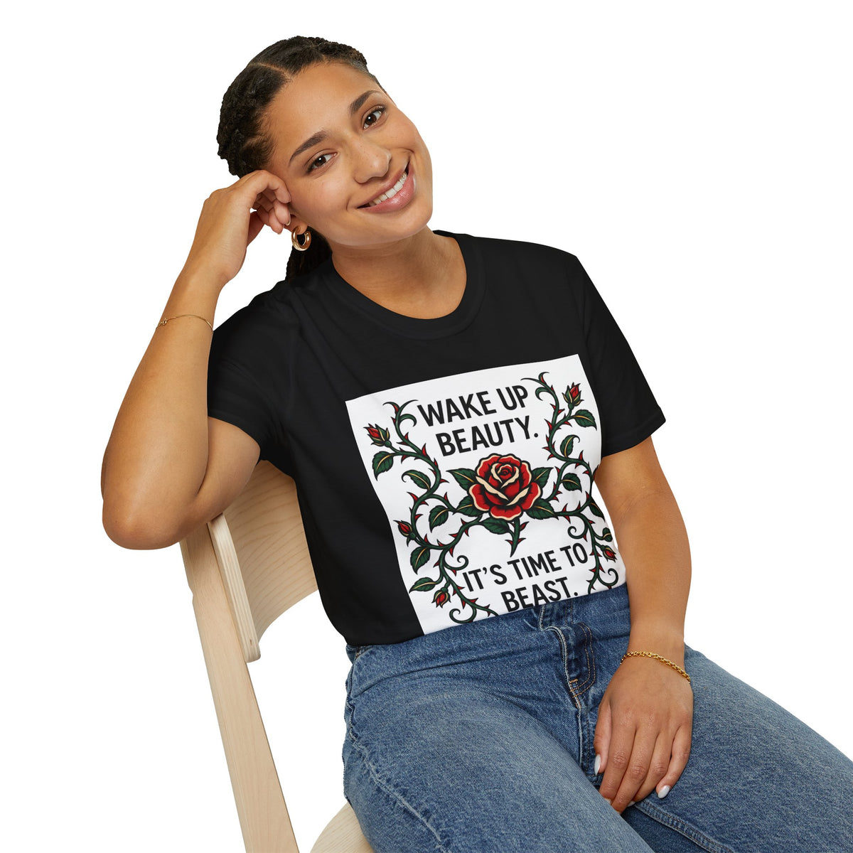 Wake Up Beauty, It’s Time to Beast Tee — Rose & Thorn Graphic Shirt