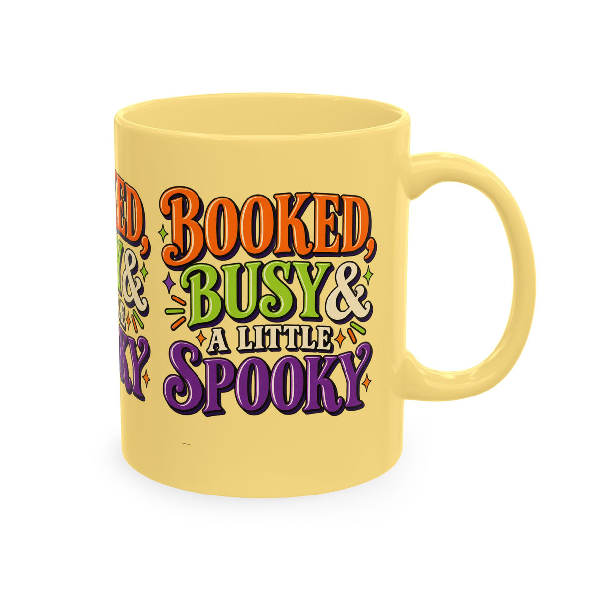 Booked, Busy & a Little Spooky Mug — Halloween Book Lover Coffee Cup