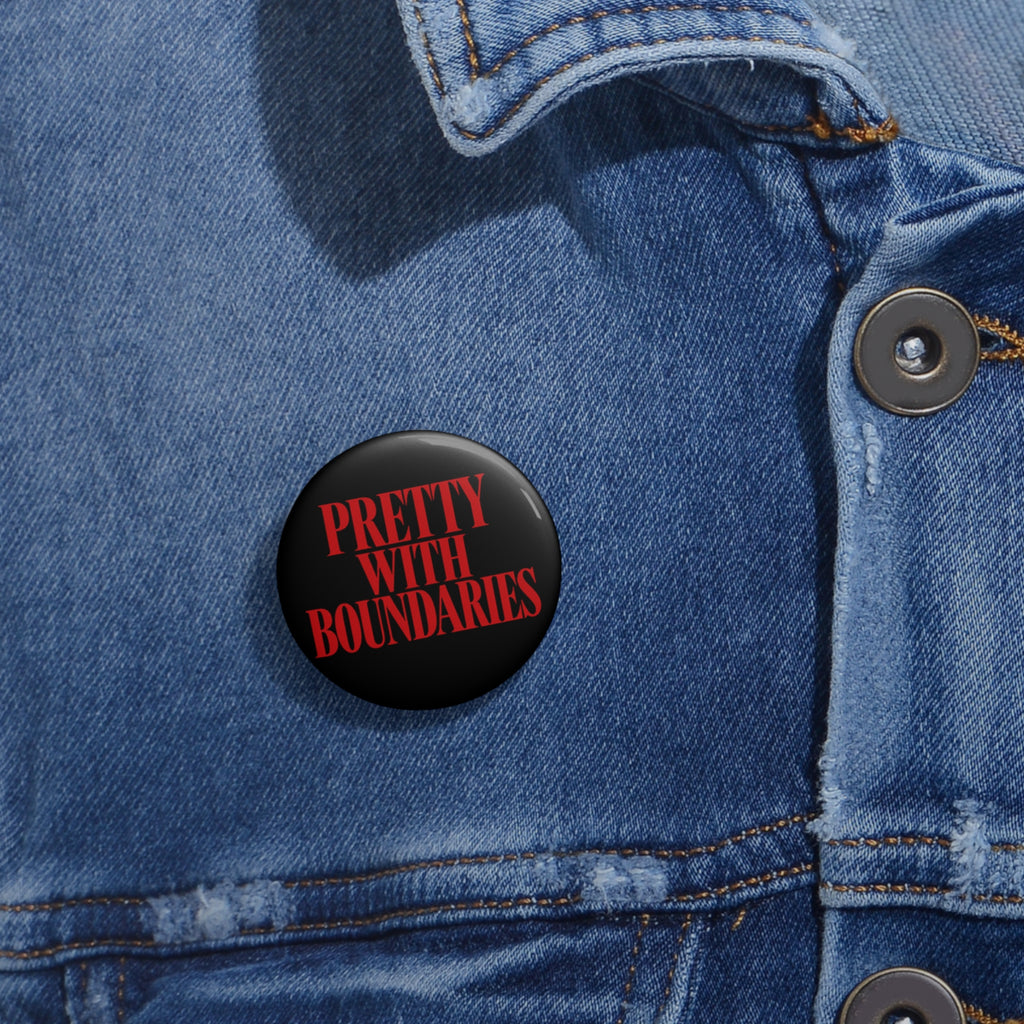 Pretty With Boundaries Pin Button — Red & Black Statement Accessory