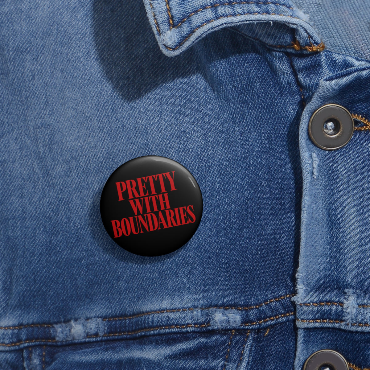 Pretty With Boundaries Pin Button — Red & Black Statement Accessory