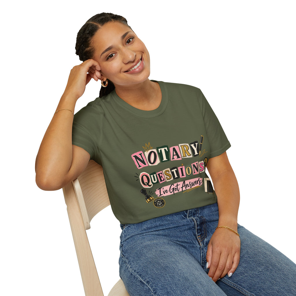 Notary Questions? I’ve Got Answers T-Shirt — Notary Public Graphic Tee