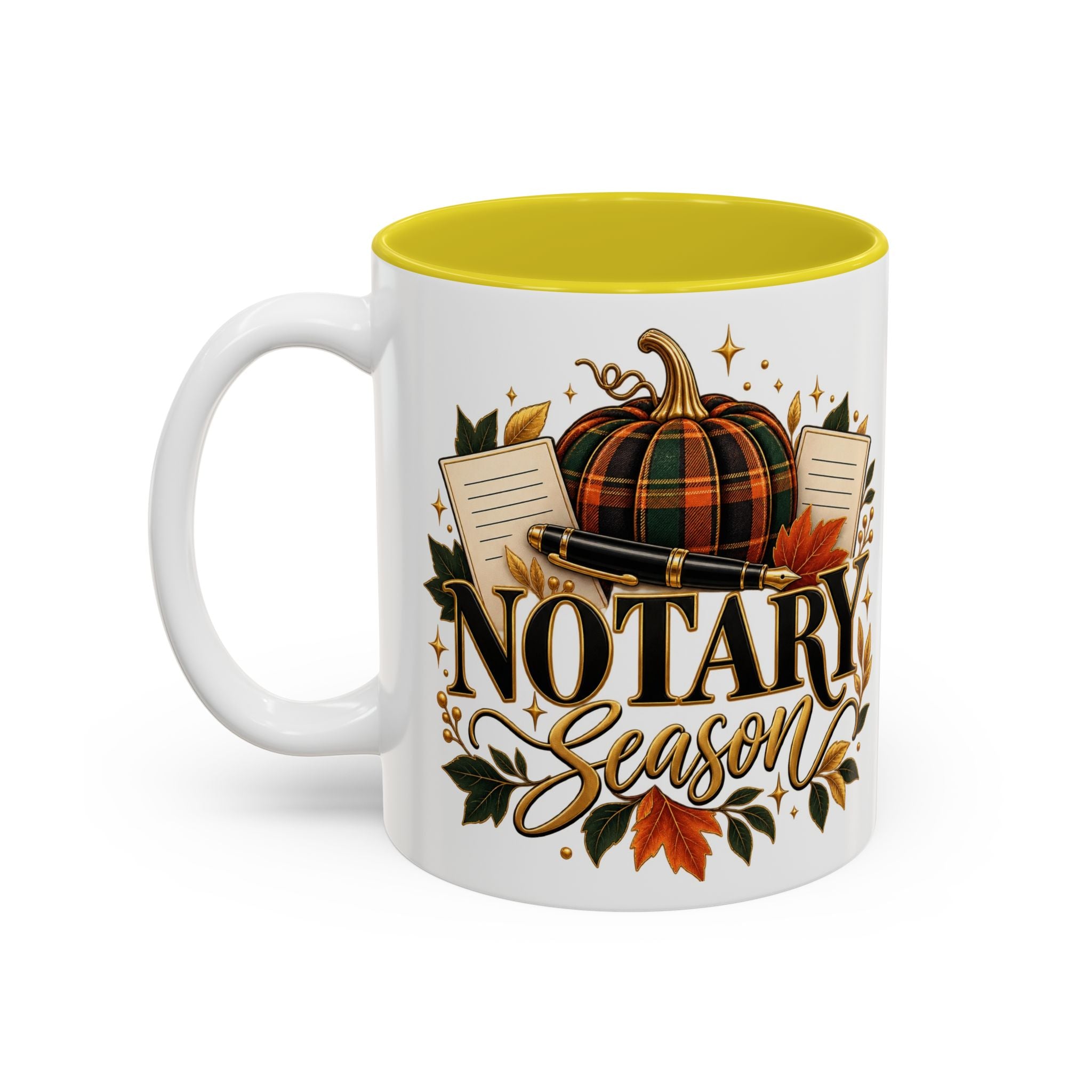 Notary Season Fall Accent Mug — Autumn Notary Public Coffee Cup